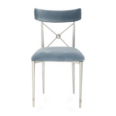 Rider Sky Velvet and Nickel Dining Chair