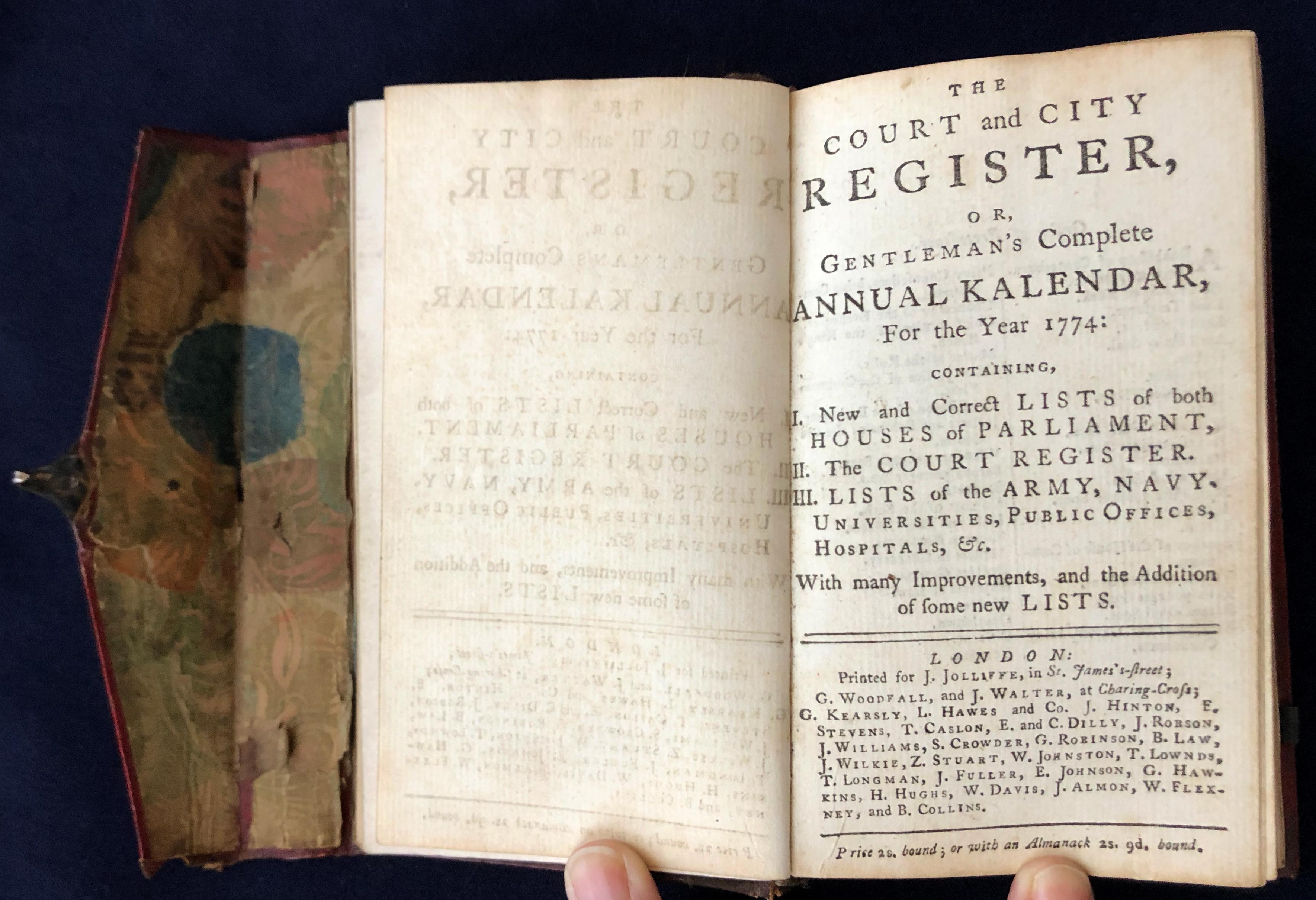 Rider's British Merlin 1774 + The Court and City Register In Good Condition For Sale In Middletown, NY