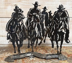 Riders on the Storm — Modern Cut Steel Western Cowboy Sculpture