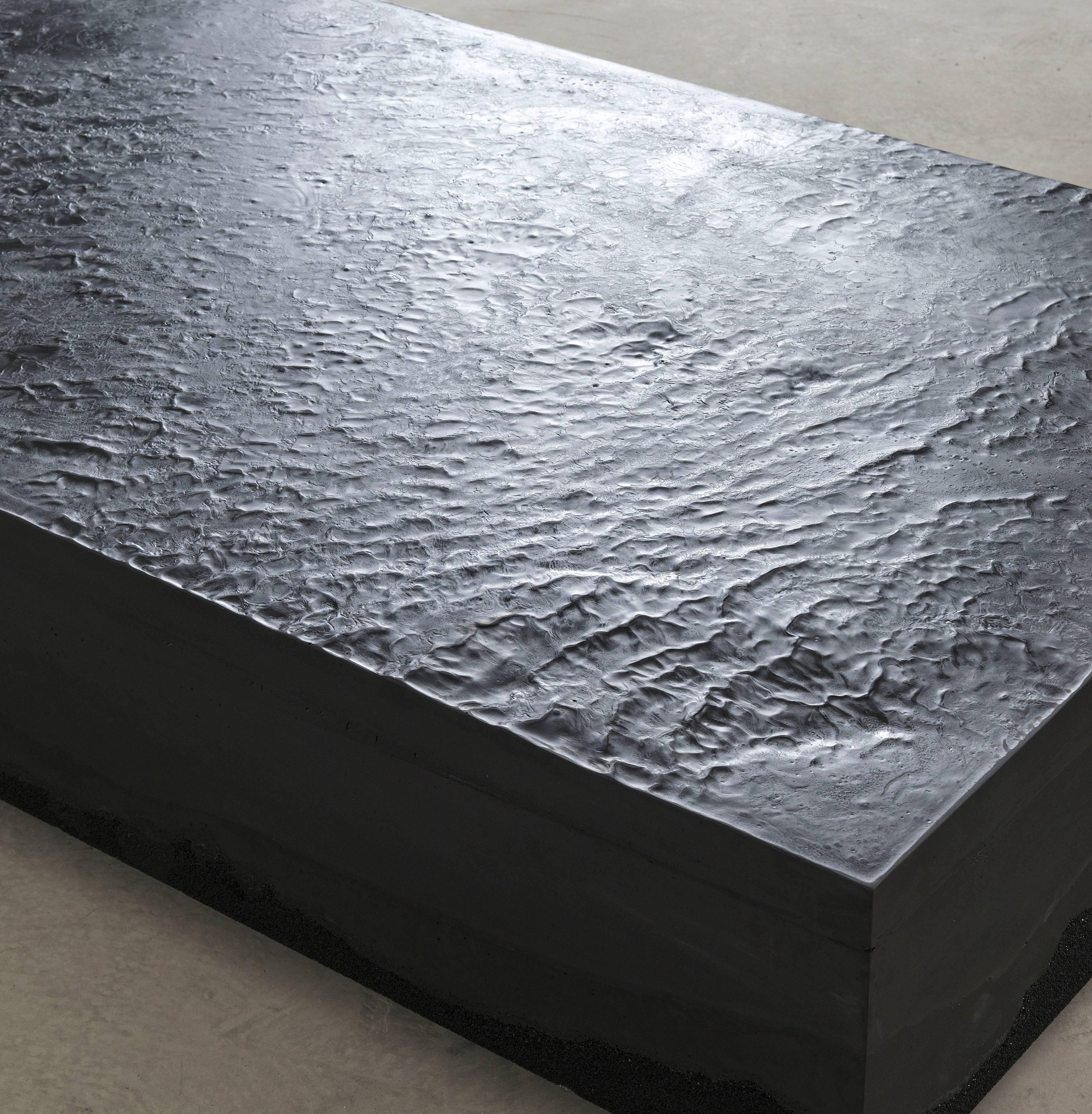 Cast Ridge Coffee Table, Black Cement and Black Silica by Fernando Mastrangelo For Sale