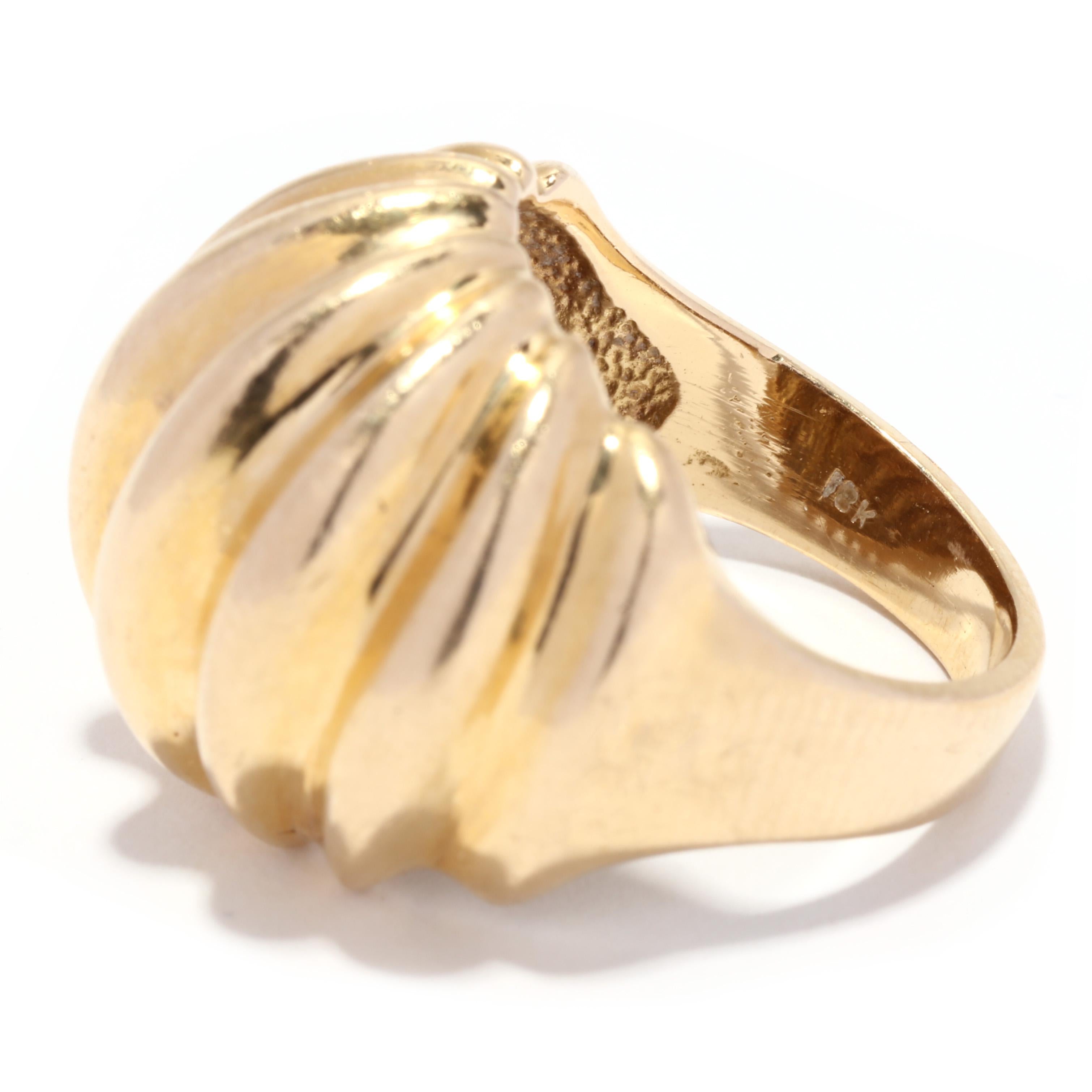 Bague Dome en or jaune 18K, bague Croissant en or, bague en or massif, lourd en vente 1
