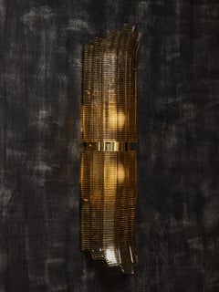 Ridged Murano Glass and Brass Wall Sconce