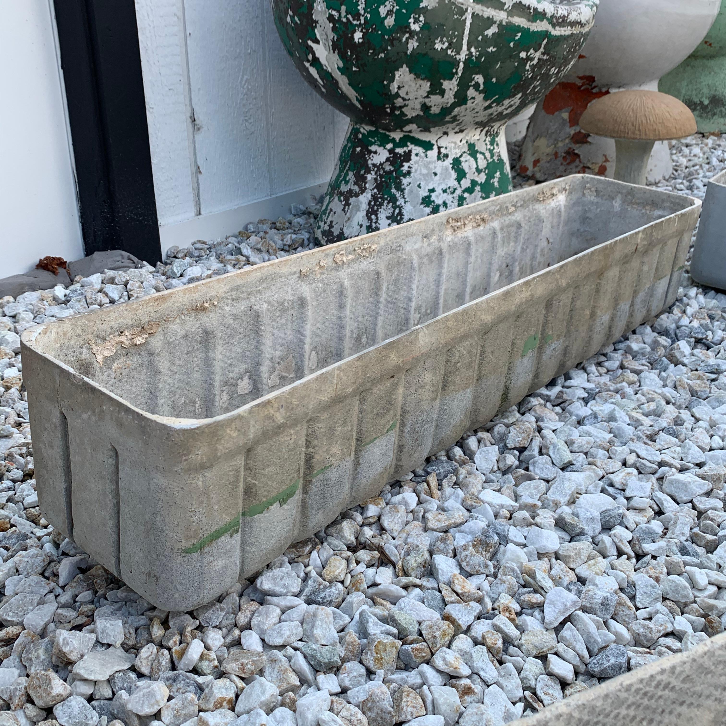 Cement Ridged Trough Planters by Willy Guhl For Sale