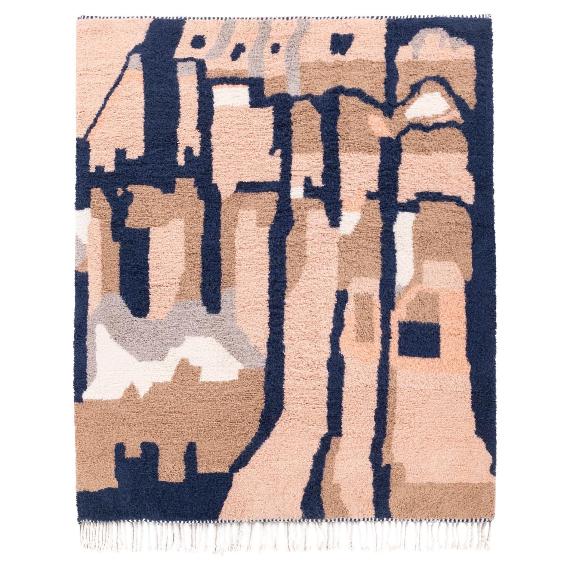 Ridgeway, Pfirsich und Schwarz, Authentic Shag, Marokkanischer Teppich aus natürlicher Wolle