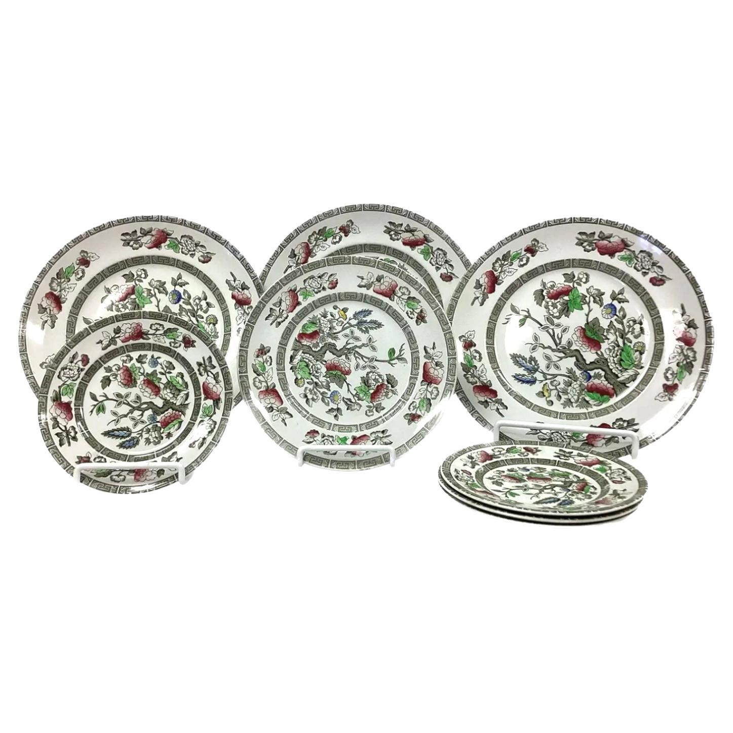 Ridgeway Set di otto piatti "Albero indiano" di Staffordshire, Inghilterra