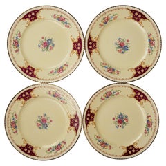 Ridgeway Vintage Dinner Plates, Dark Red, Garland, Romantic China  Set of 6