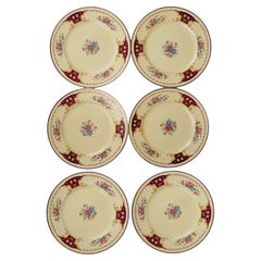 Ridgeway Vintage Dinner Plates, Dark Red, Garland, Romantic China  Set of 6