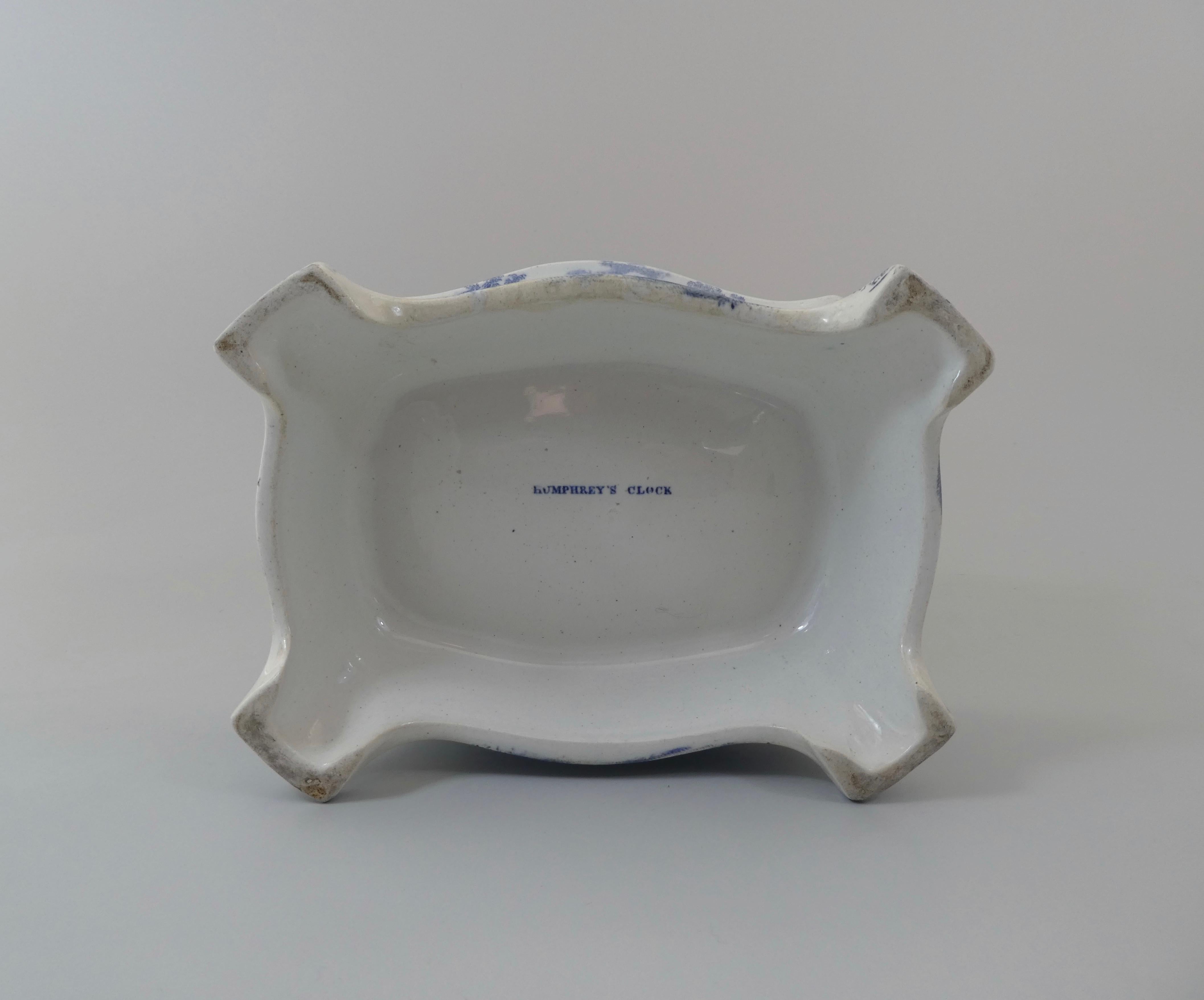 Fired Ridgway Blue and White Printed Dog Bowl, circa 1840