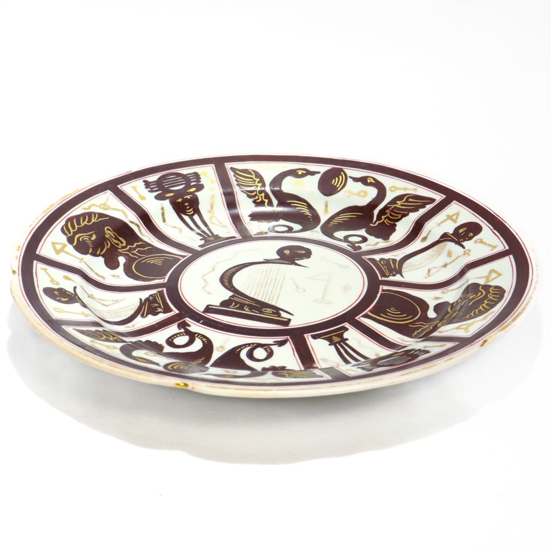 Egyptian Revival Ridgway Bone China 'Egyptomania' Pattern No. 135 Dinner Plate For Sale