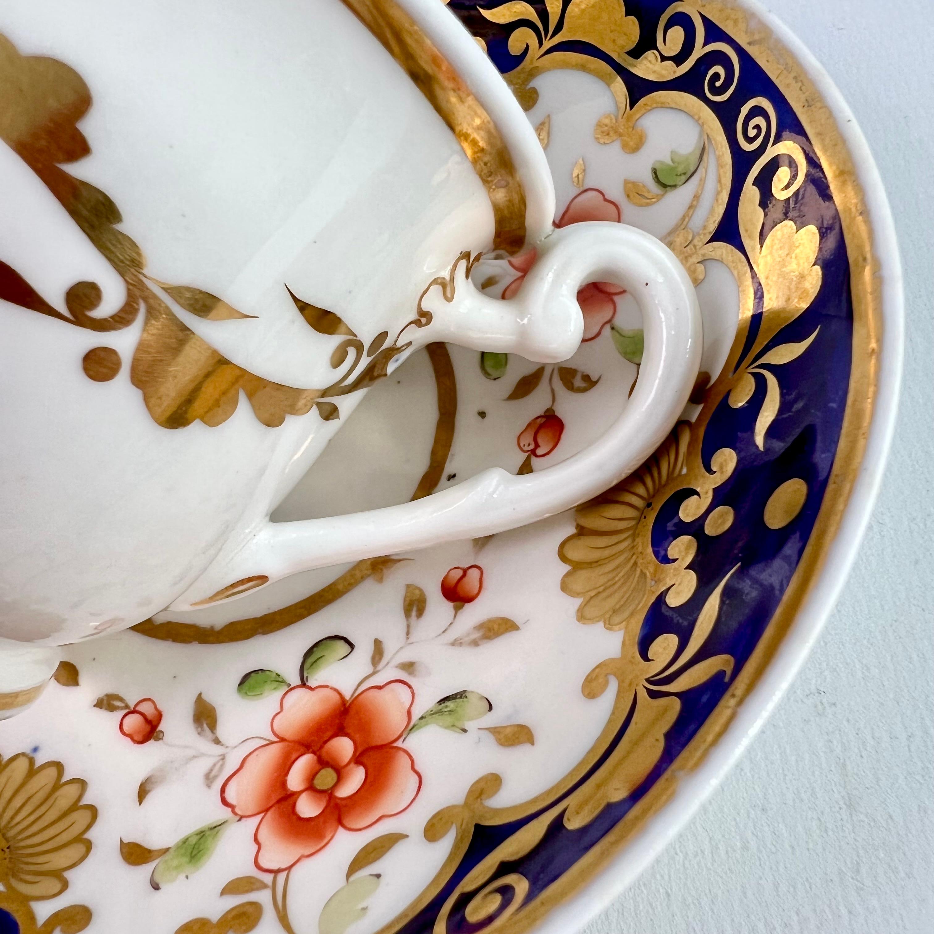 Ridgway Coffee Cup, Cobalt Blue with Orange Flowers, Regency ca 1820 1