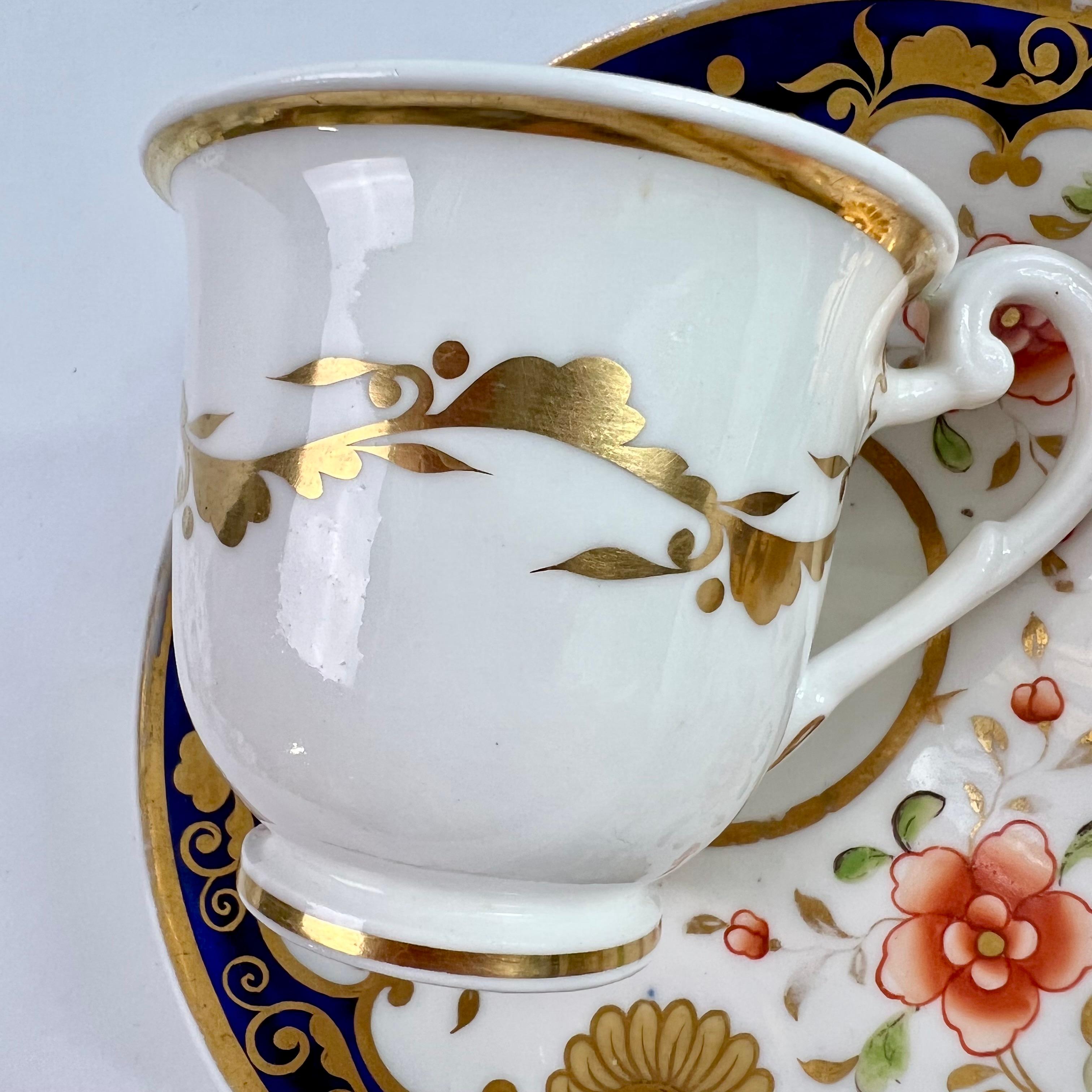 Ridgway Coffee Cup, Cobalt Blue with Orange Flowers, Regency ca 1820 2