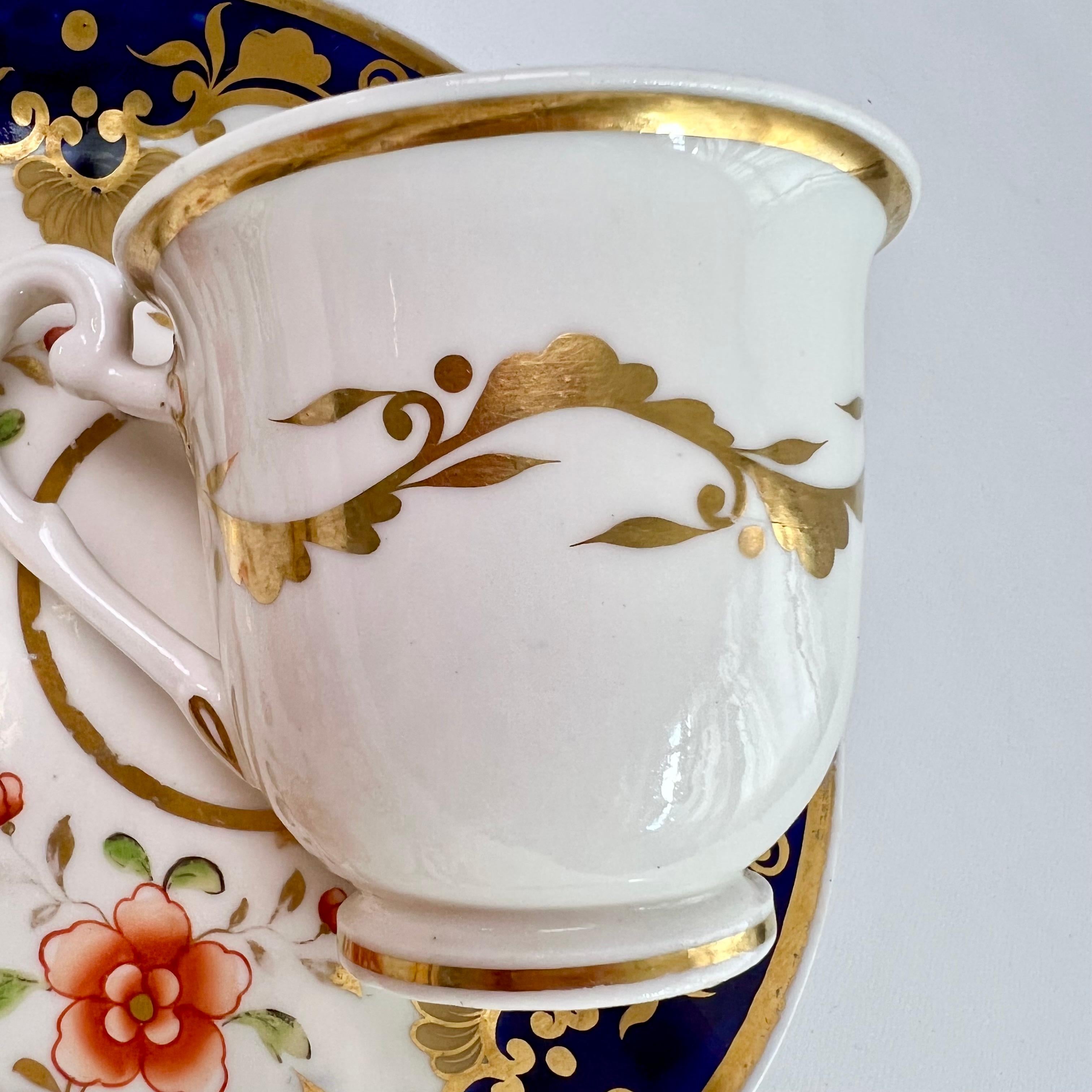 Ridgway Coffee Cup, Cobalt Blue with Orange Flowers, Regency ca 1820 3