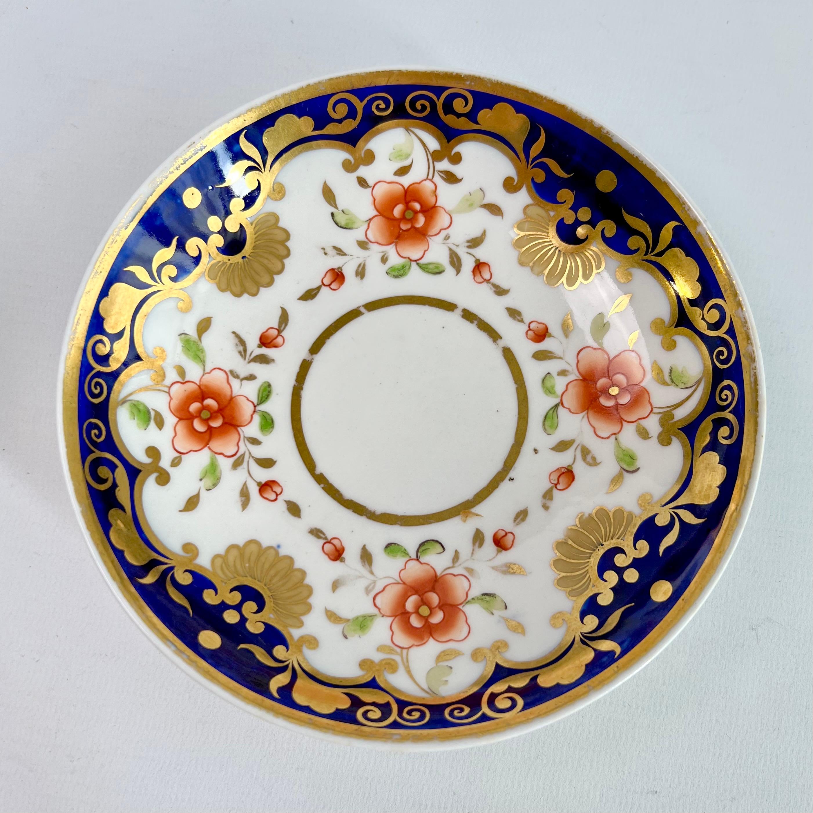 Anglais Tasse à café Ridgway, bleu cobalt avec fleurs orange, Régence, vers 1820