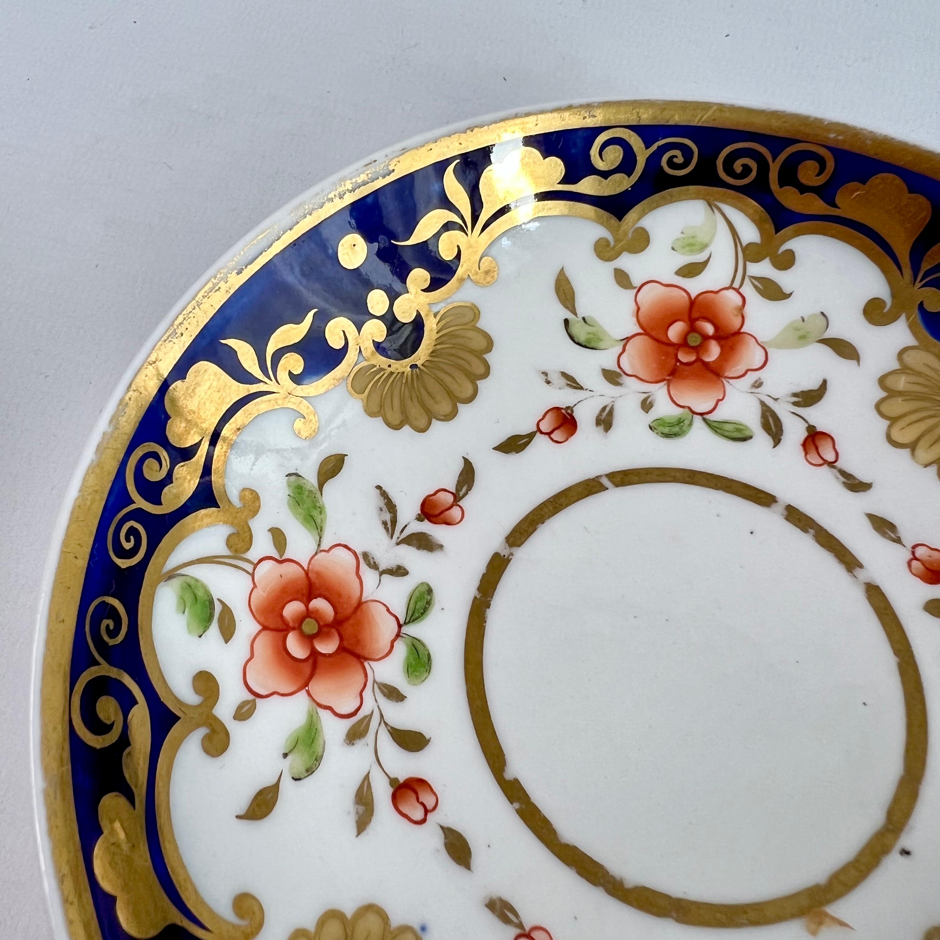 Début du XIXe siècle Tasse à café Ridgway, bleu cobalt avec fleurs orange, Régence, vers 1820