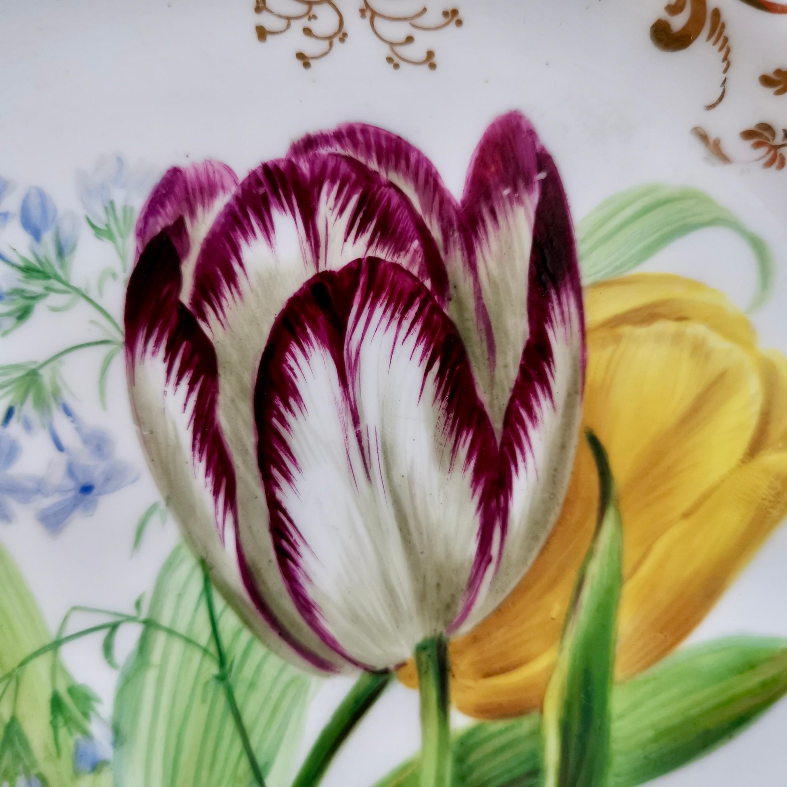 Hand-Painted Ridgway Dessert Plate, Sublime Flowers and Gilt, Victorian 1845-1850