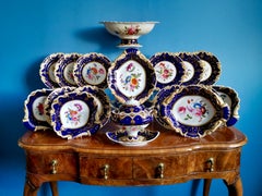 Ridgway Dessert Service, Moustache Shape with Sublime Flowers, circa 1825