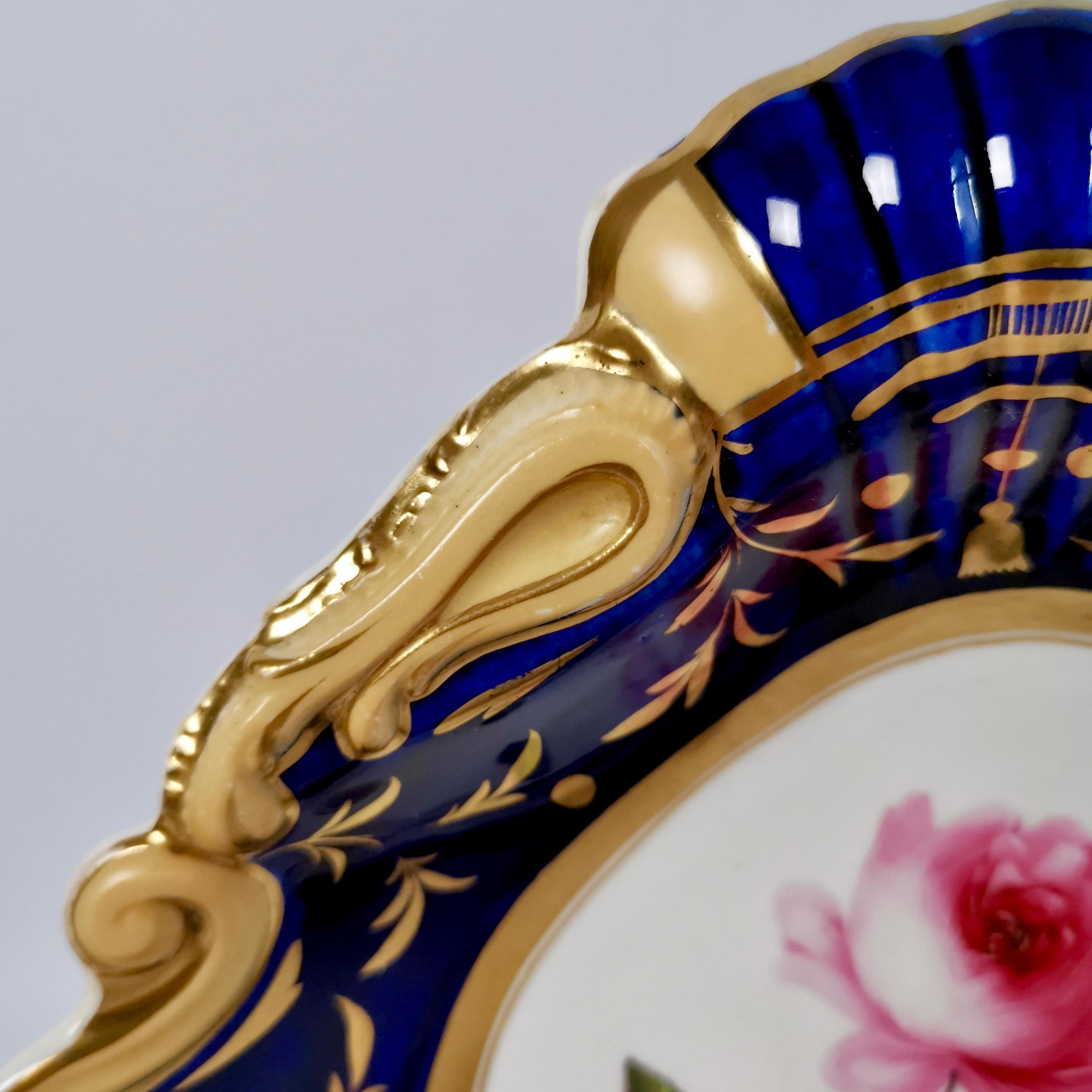 Ridgway Dessert Service, Moustache Shape with Sublime Flowers, circa 1825 In Fair Condition In London, GB