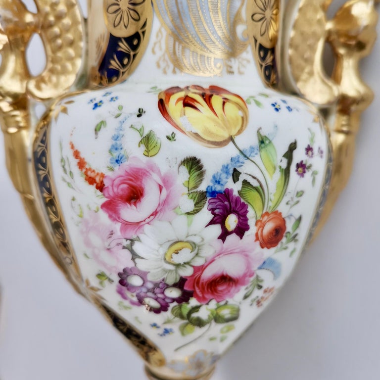 Porcelain English Garniture of 3 Vases, Empire Style, Provenance G.Godden, 1810-1815 For Sale