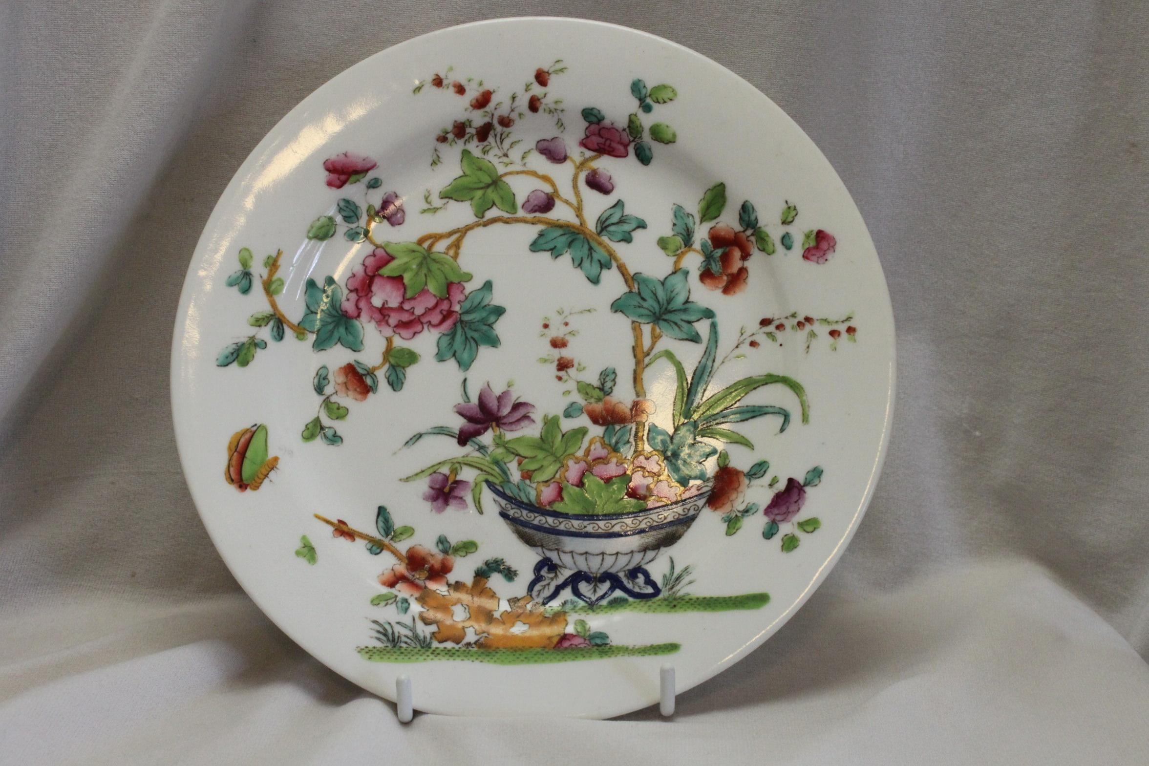 Chinoiserie Ridgway Hand Coloured Porcelain Teapot and Stand For Sale