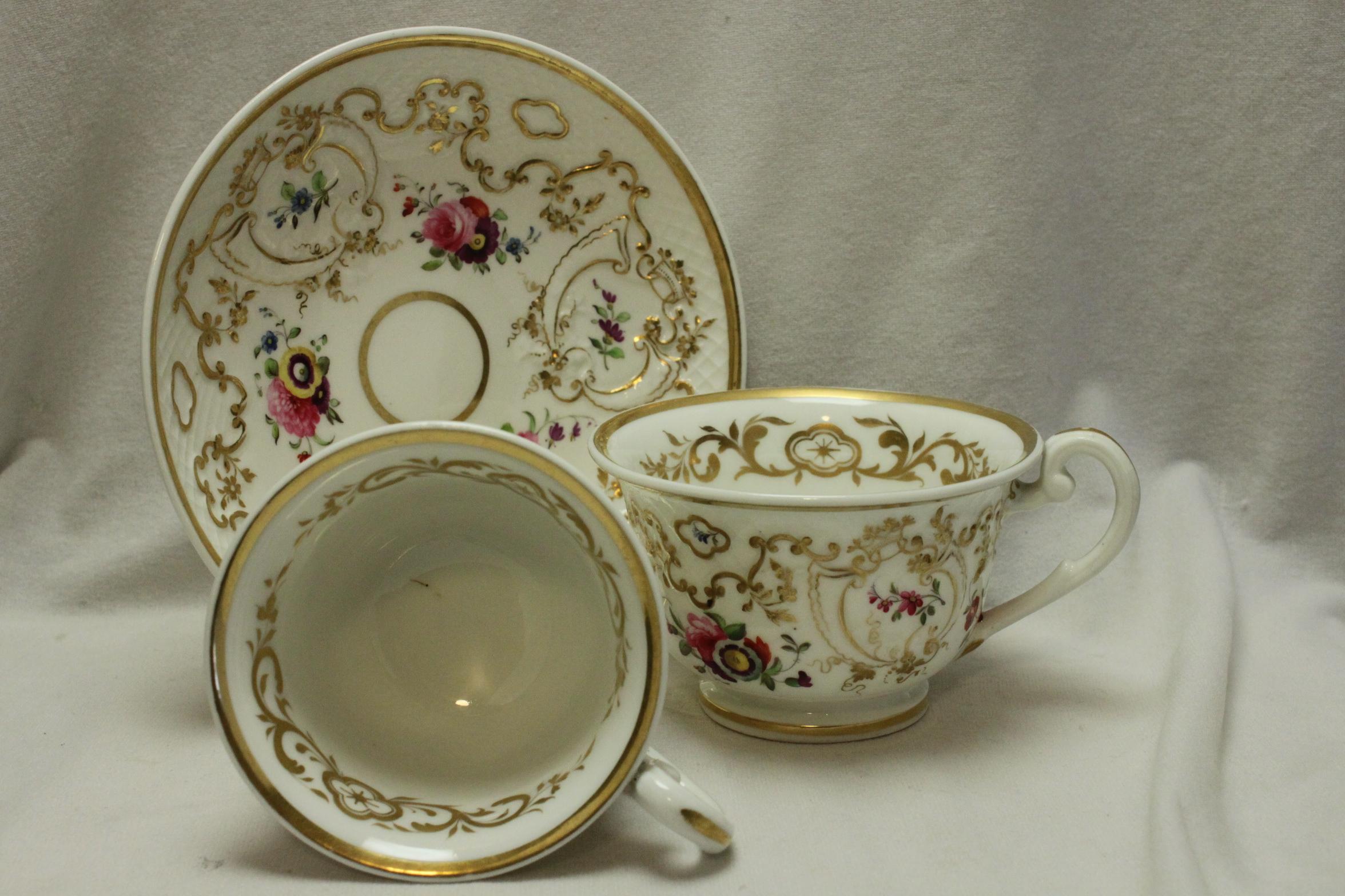Regency Ridgway Hand Painted and Gilded Trio For Sale