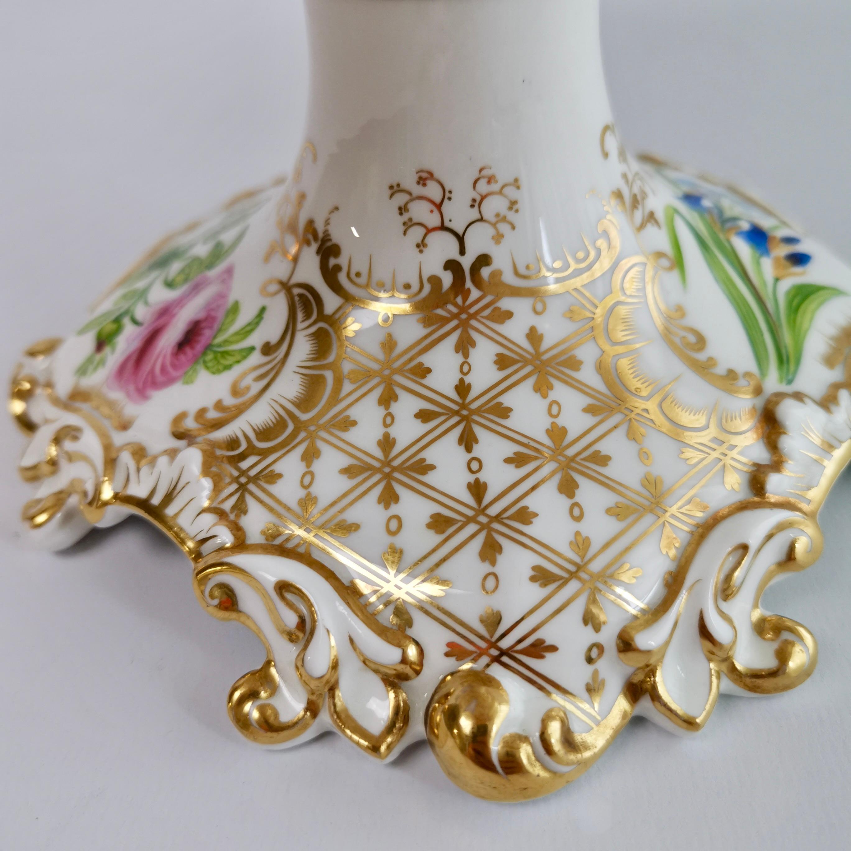 Ridgway High Footed Porcelain Dessert Comport, Sublime Flowers, Gilt, 1845-1850 5