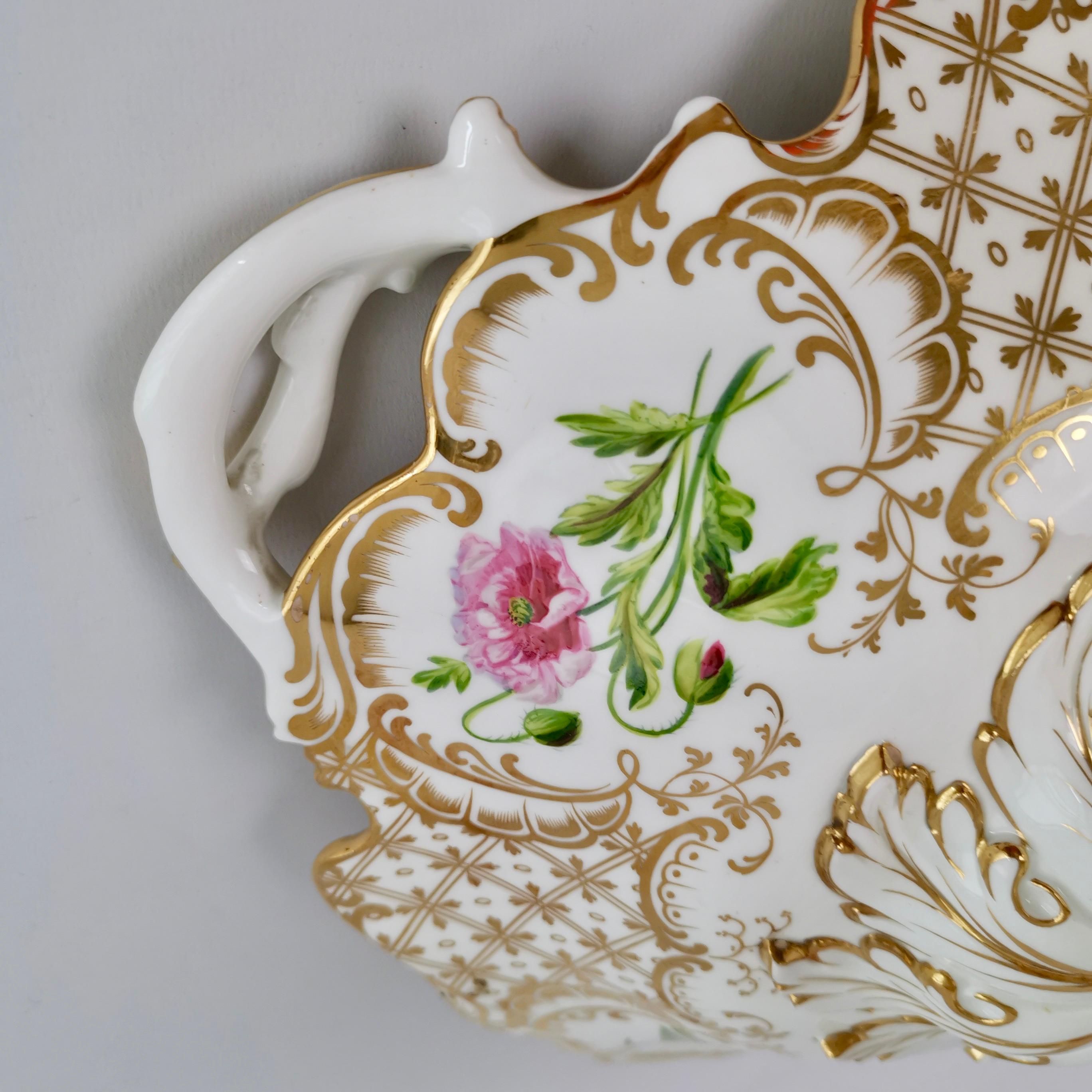 Ridgway High Footed Porcelain Dessert Comport, Sublime Flowers, Gilt, 1845-1850 In Good Condition In London, GB