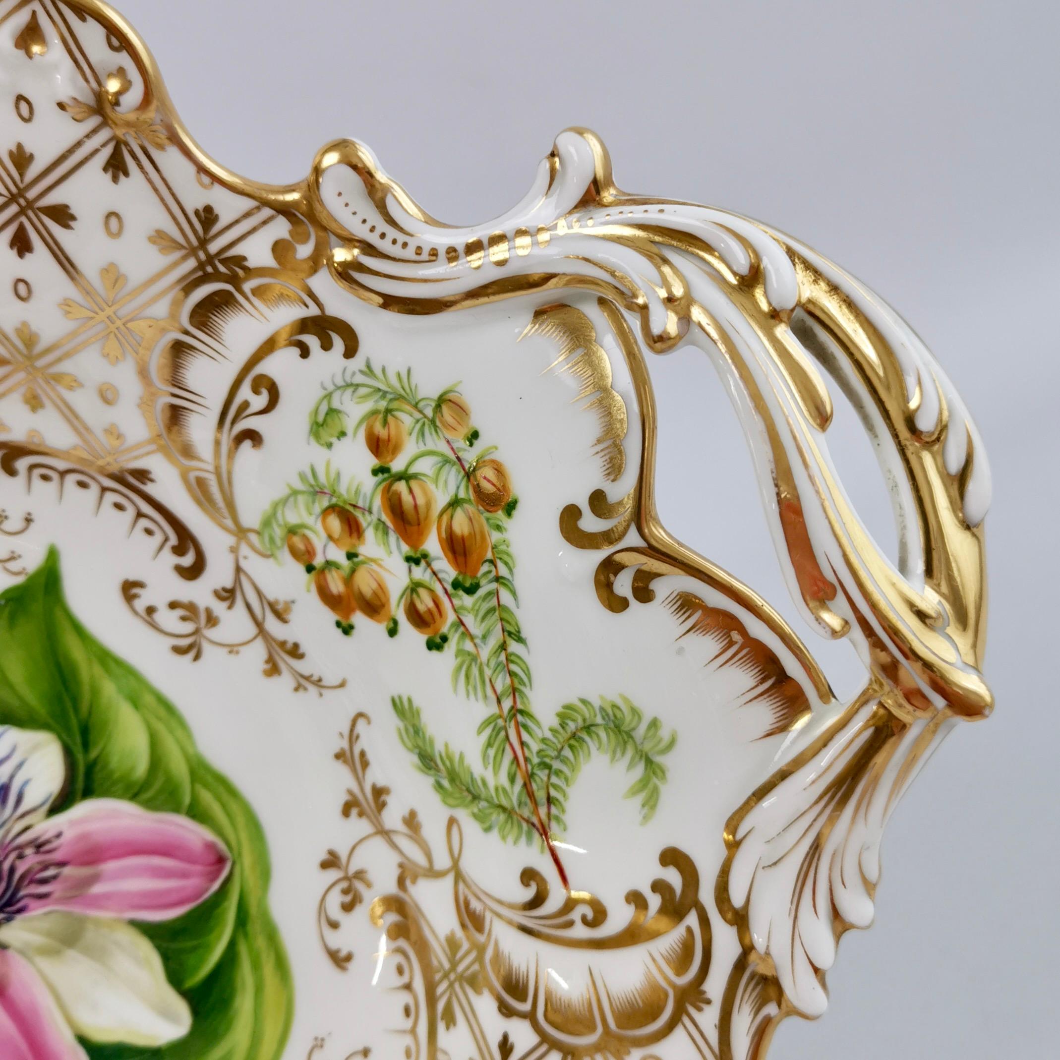 Ridgway High Footed Porcelain Dessert Comport, Sublime Flowers, Gilt, 1845-1850 2