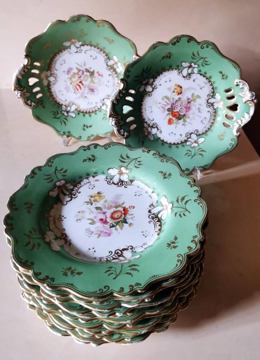 Early Victorian Ridgway J. Victorian Ironstone Ceramic Dessert Plate Set