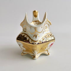 Ridgway Milk Jug, Creamer, Cobalt Blue, Gilt and Flowers, Regency ca 1825
