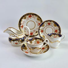 Ridgway Milk Jug Creamer, Cobalt Blue with Orange Flowers, Regency, ca 1820