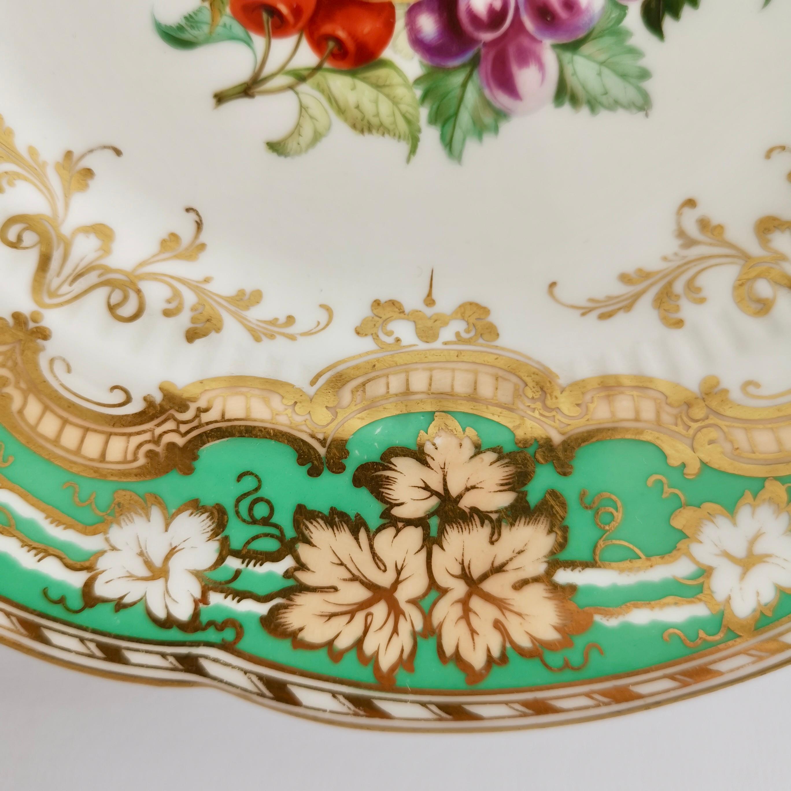 Ridgway Plate, Emerald Green, Gilt and Sublime Hand Painted Fruits, ca 1853 2