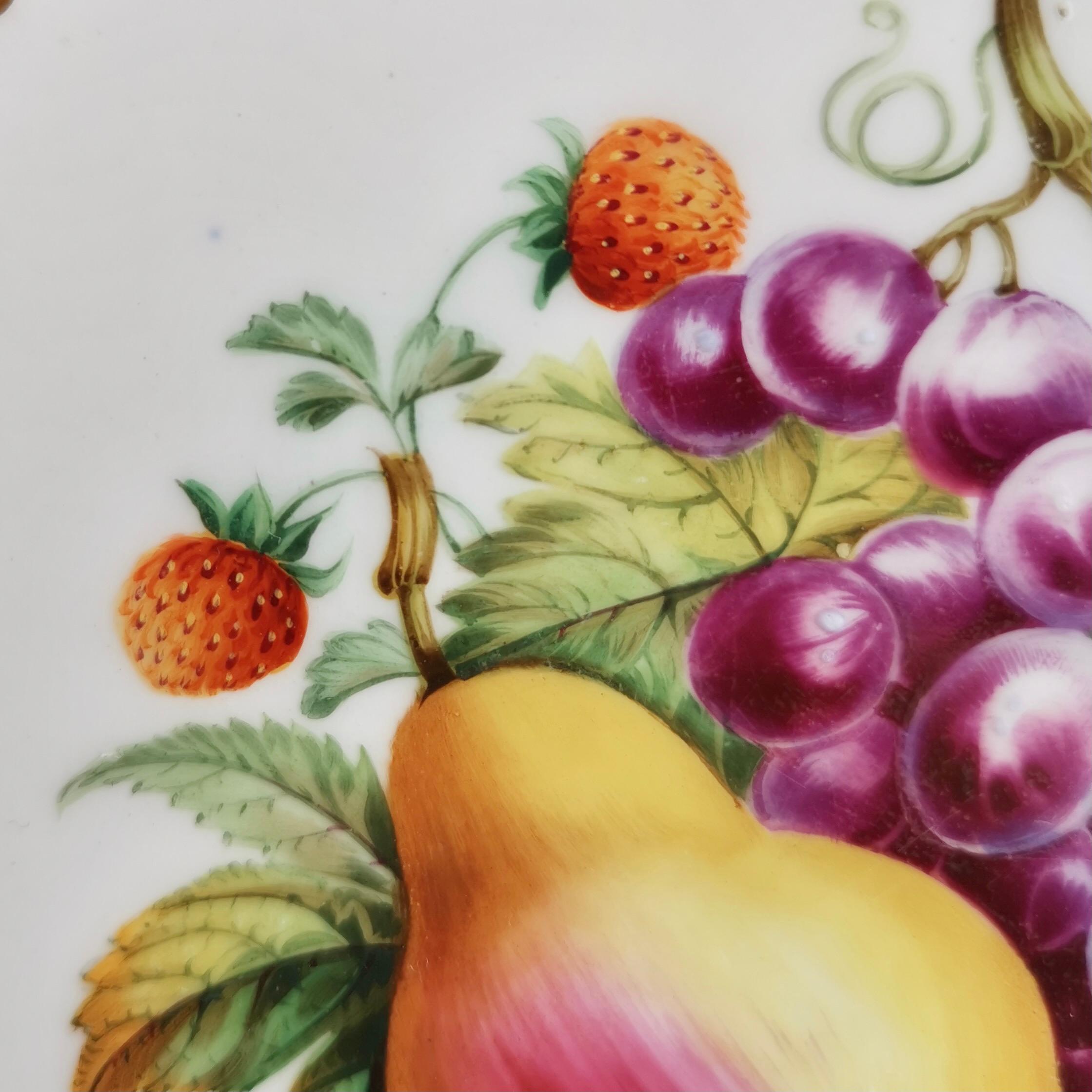 Ridgway Plate, Emerald Green, Gilt and Sublime Hand Painted Fruits, ca 1853 In Good Condition In London, GB