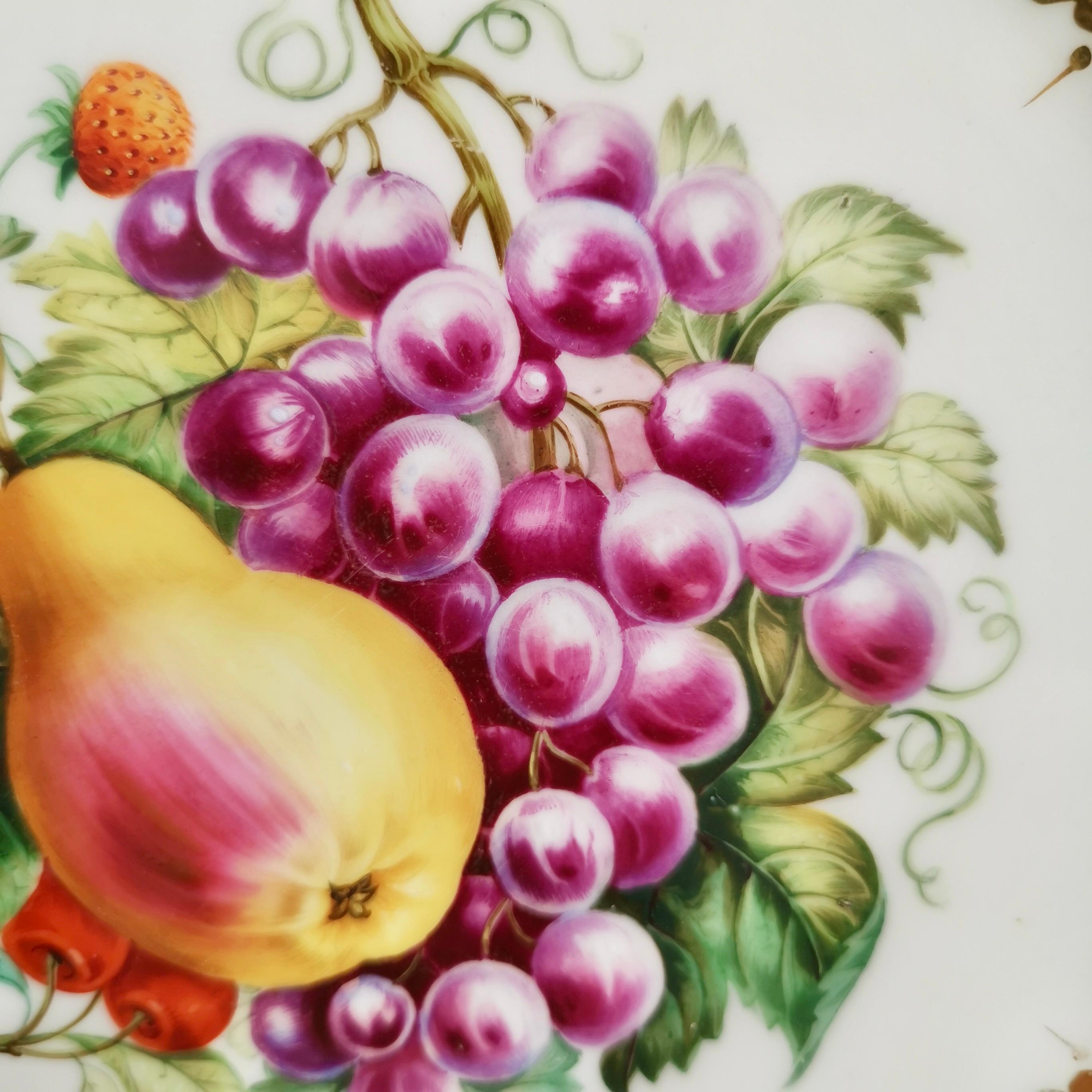 Mid-19th Century Ridgway Plate, Emerald Green, Gilt and Sublime Hand Painted Fruits, ca 1853