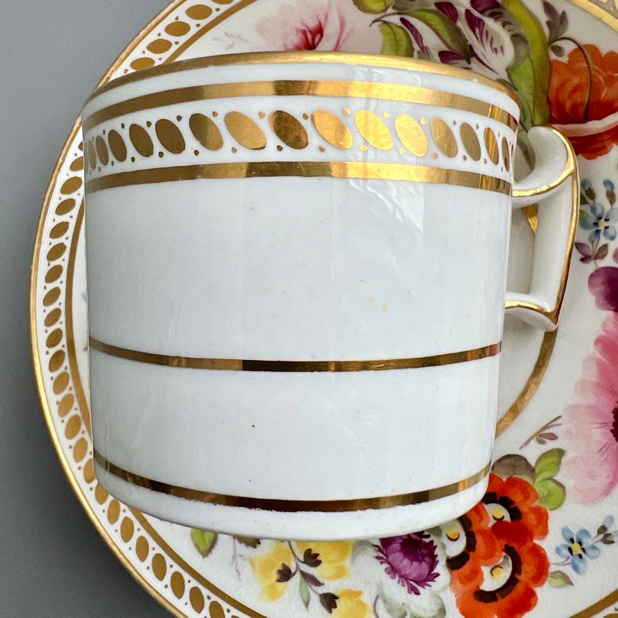 Ridgway Porcelain Coffee Can, White, Gilt, Flowers All Around, Regency ca 1815 8