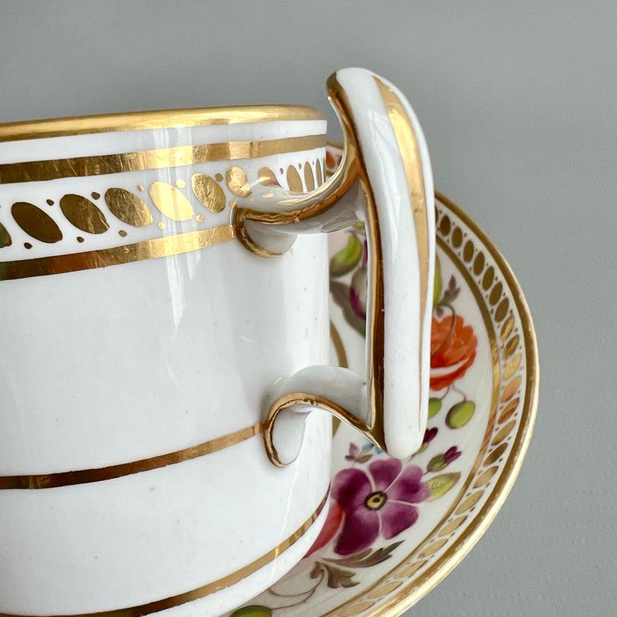 Ridgway Porcelain Coffee Can, White, Gilt, Flowers All Around, Regency ca 1815 10