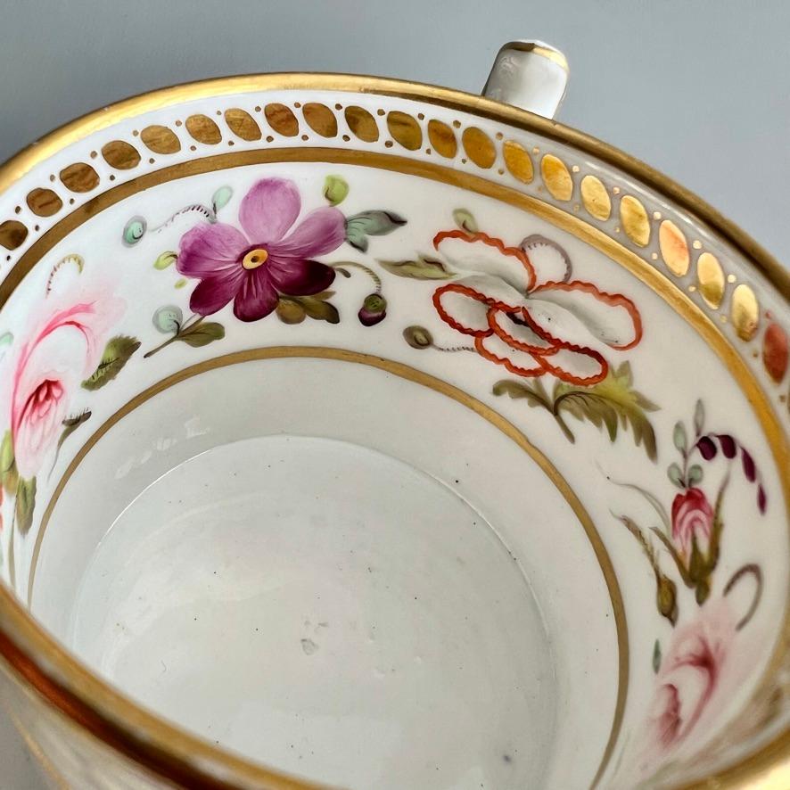 Ridgway Porcelain Coffee Can, White, Gilt, Flowers All Around, Regency ca 1815 1