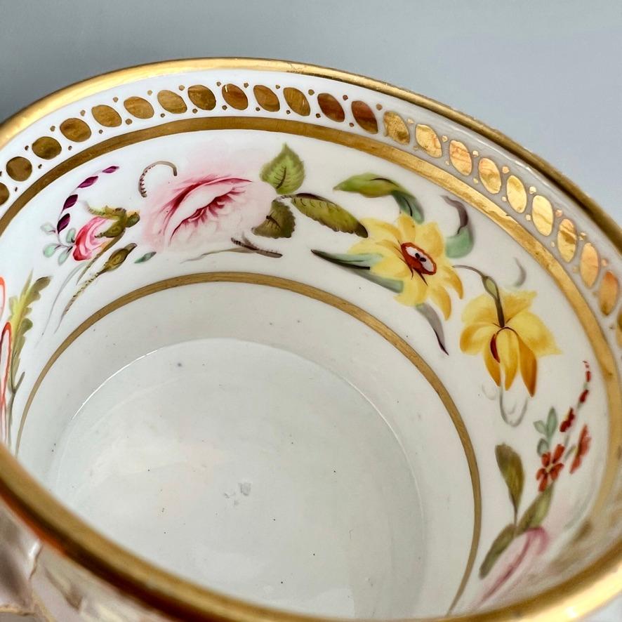 Ridgway Porcelain Coffee Can, White, Gilt, Flowers All Around, Regency ca 1815 2
