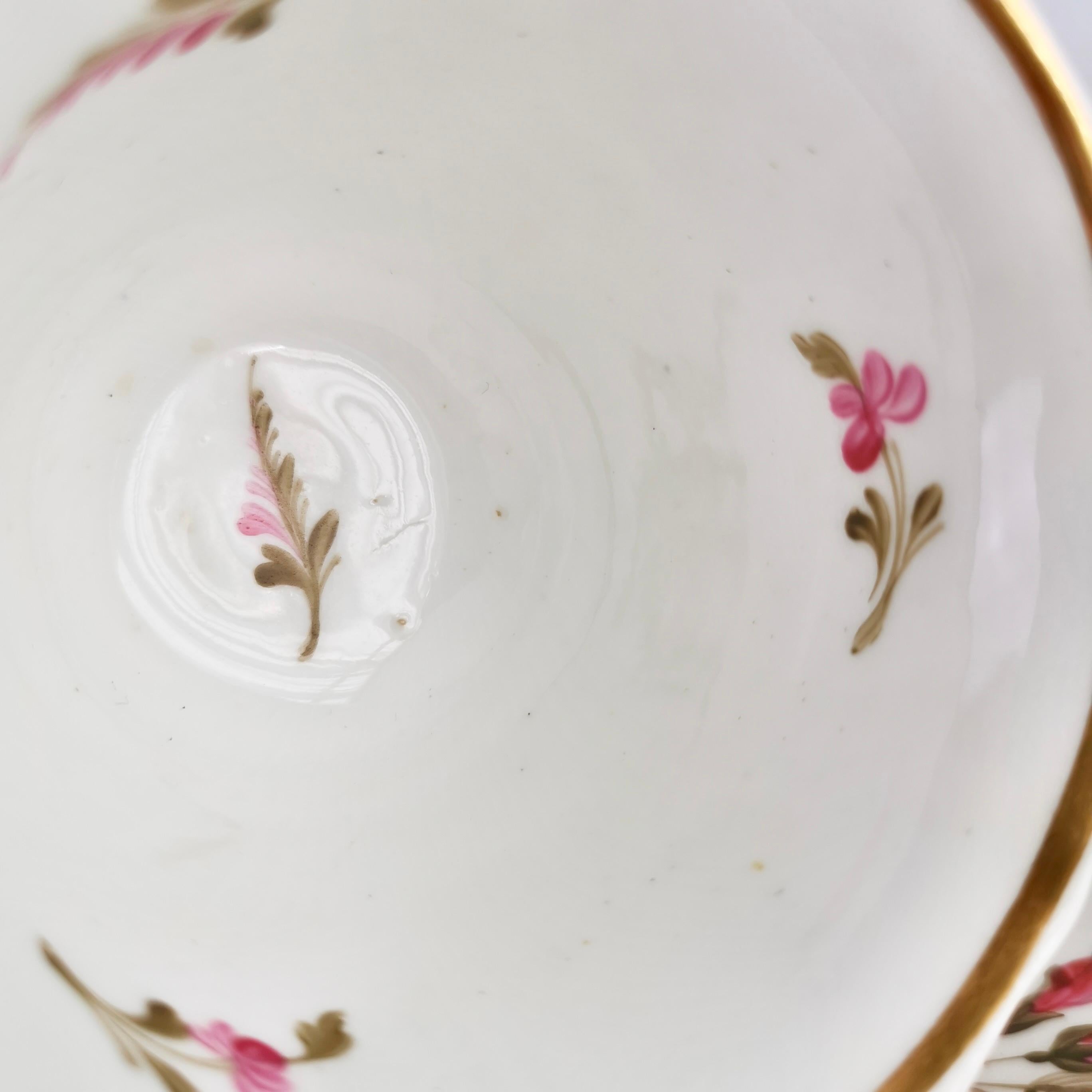Ridgway Porcelain Coffee Cup, Pink Roses on White, Regency ca 1825 4