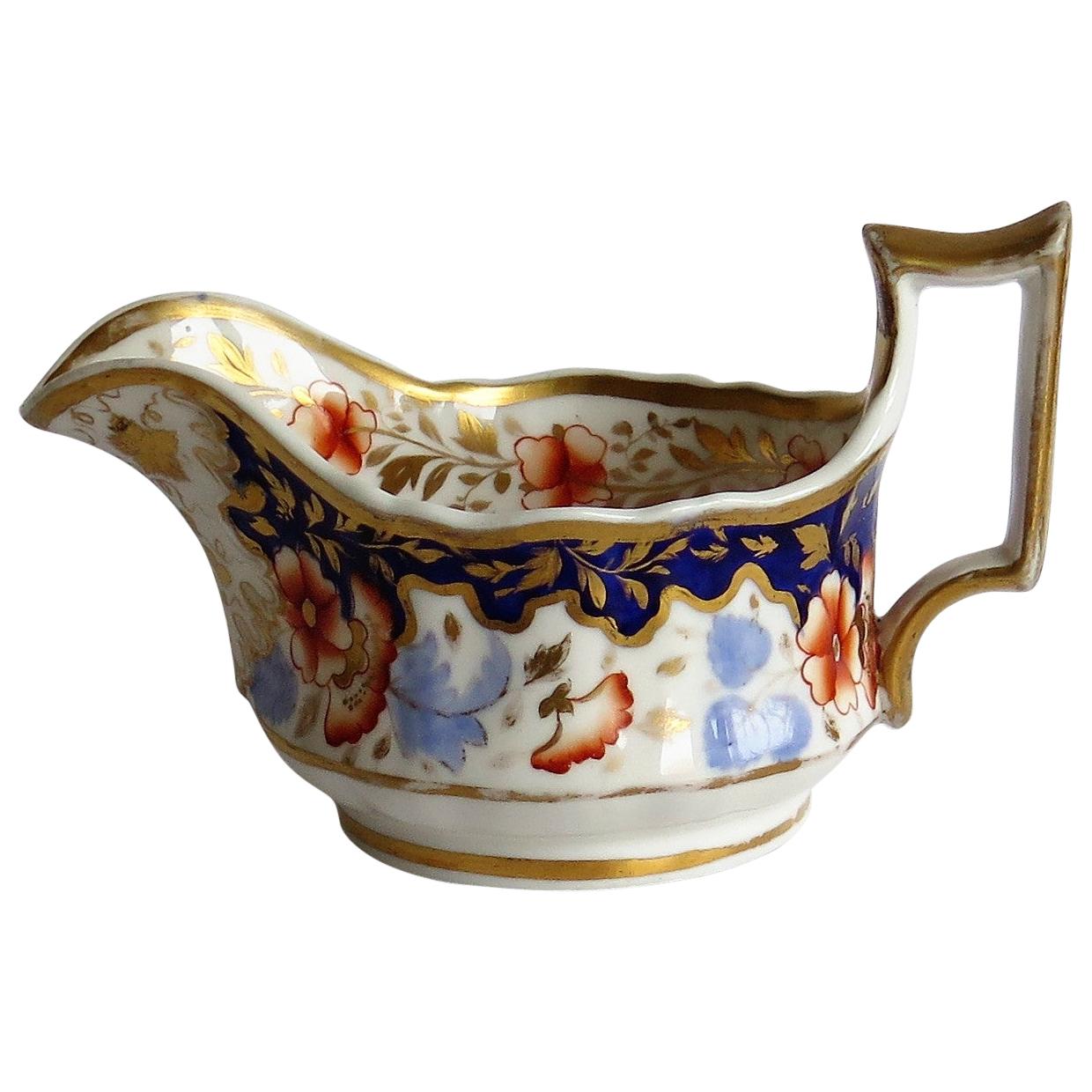 Pichet à lait ou crémier en porcelaine de Ridgway à motif 2/1005, période Régence, vers 1825