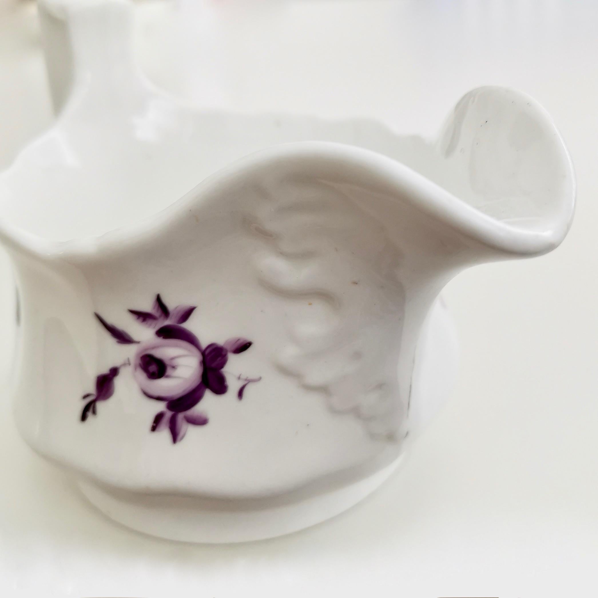Ridgway Porcelain Milk Jug, White with Purple Flowers, Regency, circa 1825 In Good Condition For Sale In London, GB