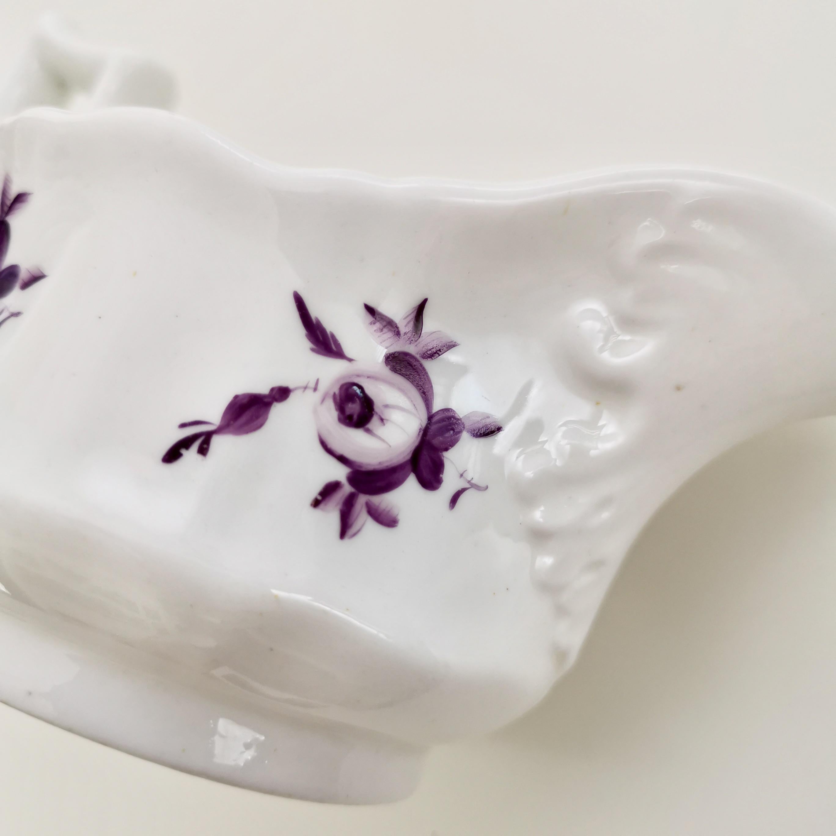 Early 19th Century Ridgway Porcelain Milk Jug, White with Purple Flowers, Regency, circa 1825 For Sale
