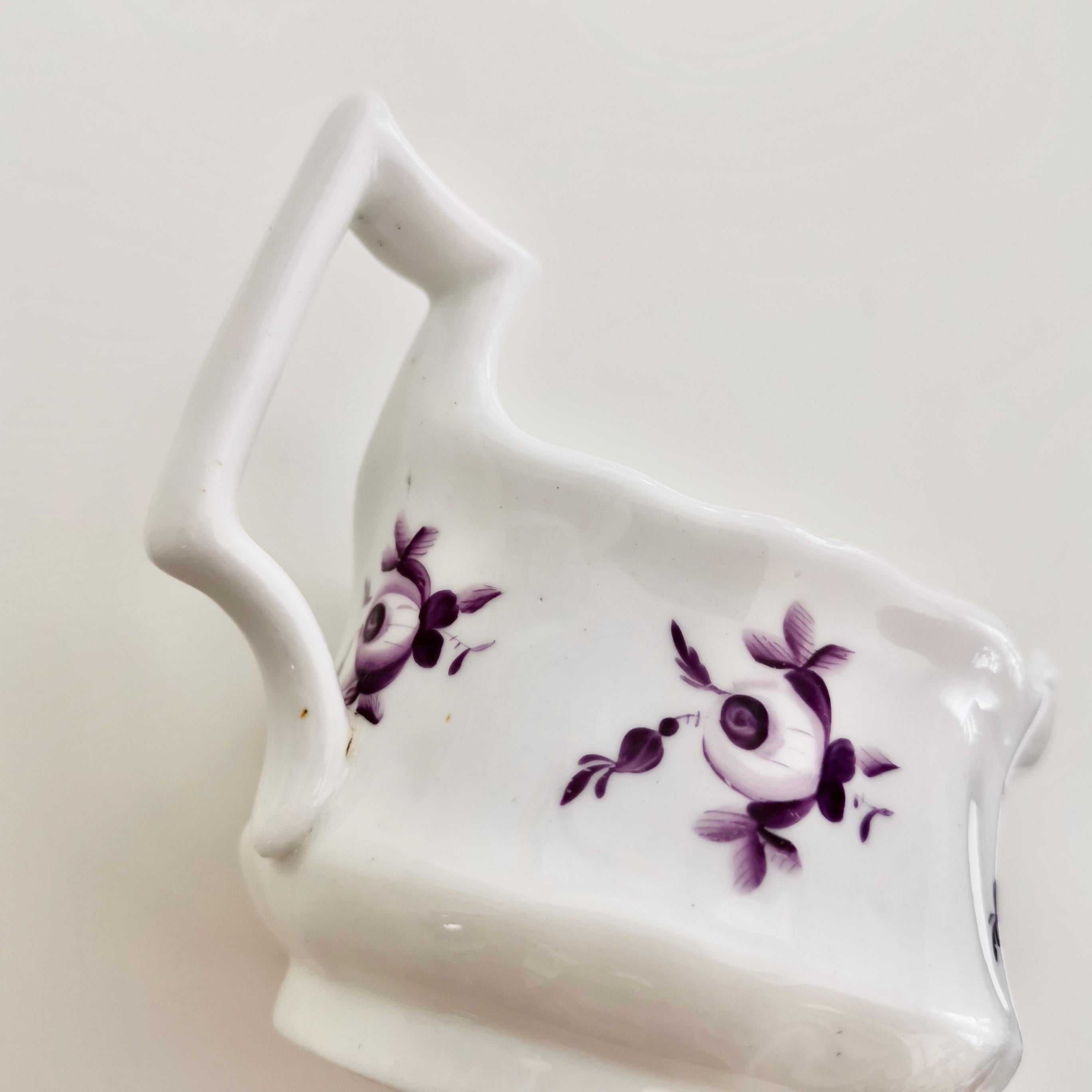 Ridgway Porcelain Milk Jug, White with Purple Flowers, Regency, circa 1825 For Sale 3