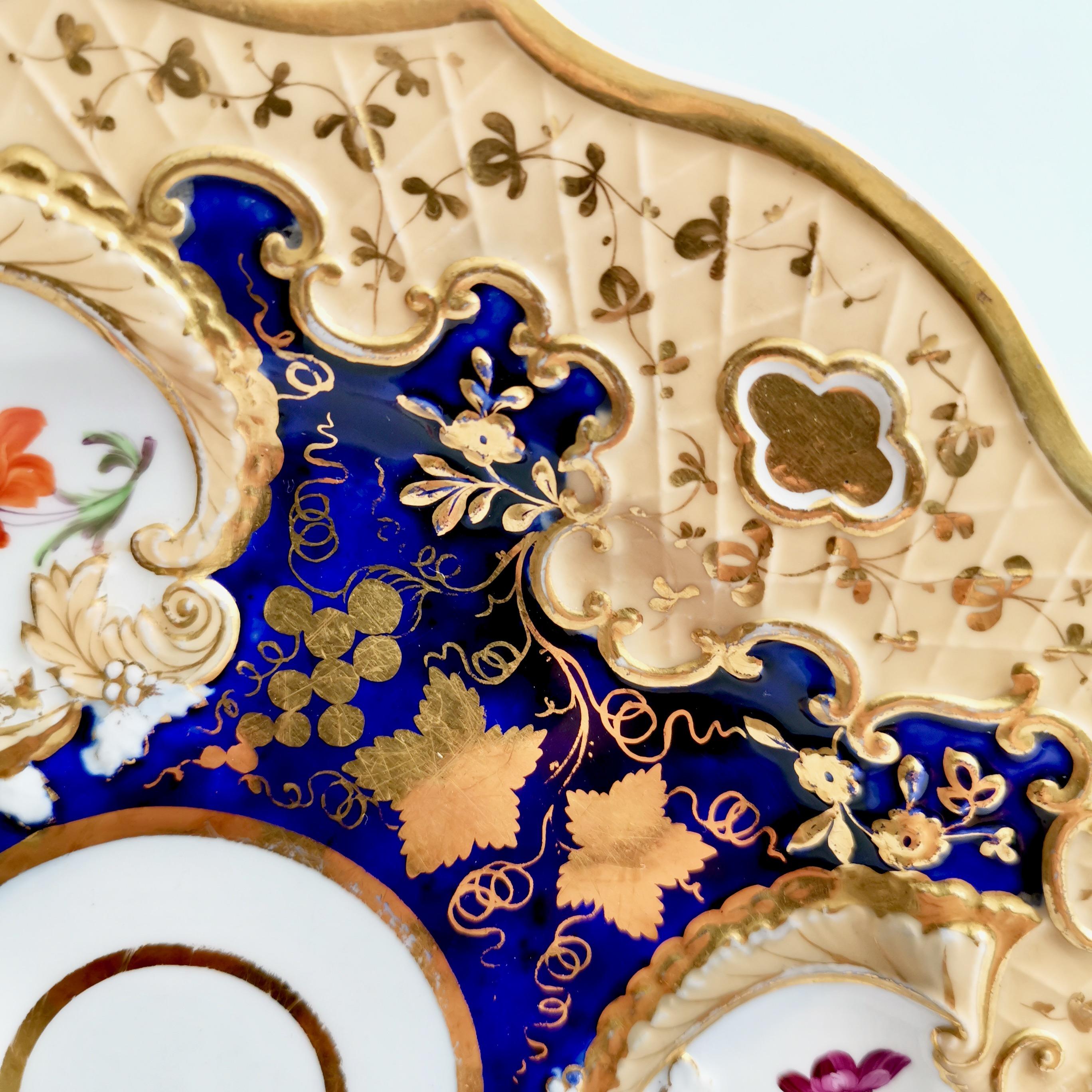 Ridgway Porcelain Plate, Cobalt Blue, Gilt and Flowers, Regency, circa 1820 2