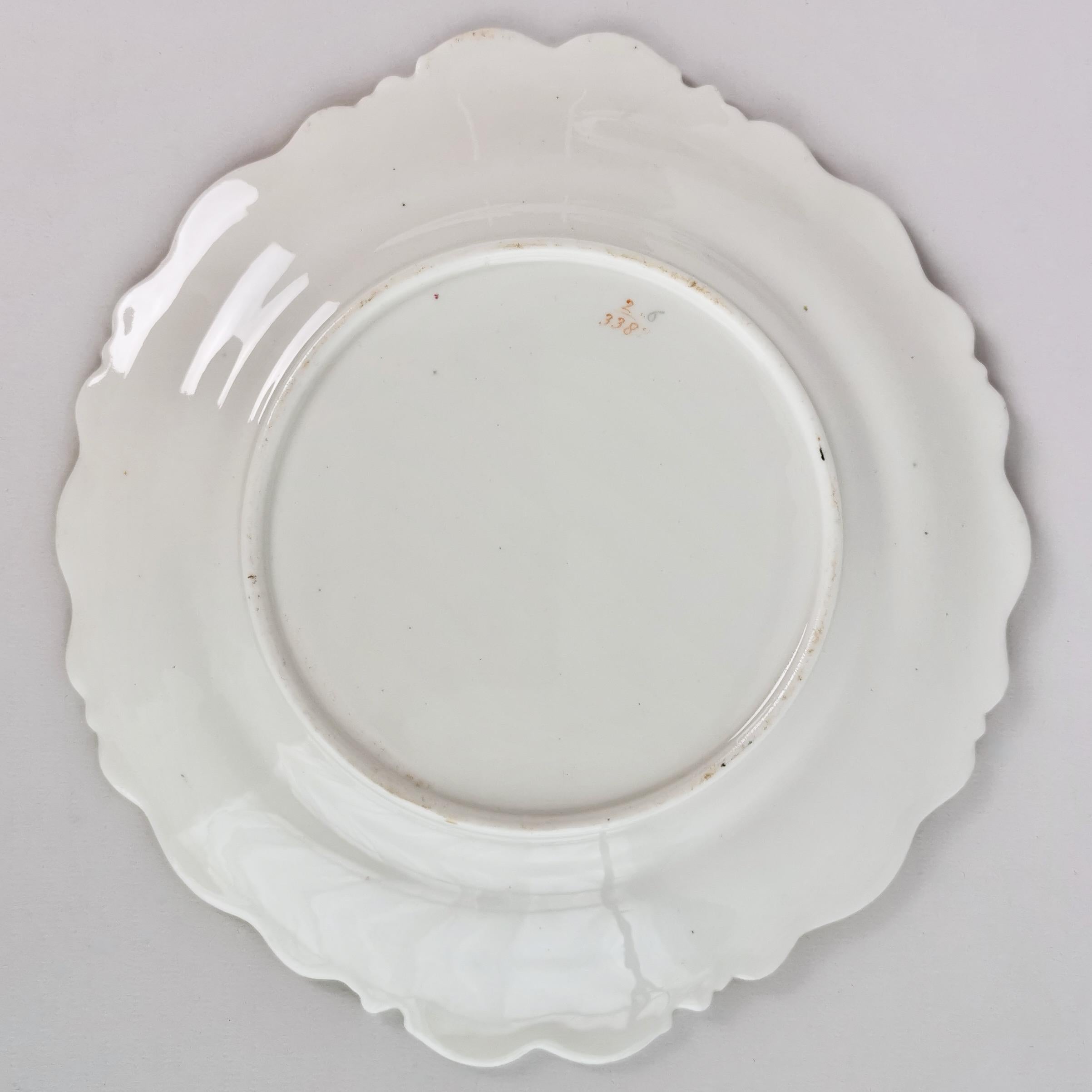 Ridgway Porcelain Plate, Green with Hand Painted Flowers, ca 1832 1