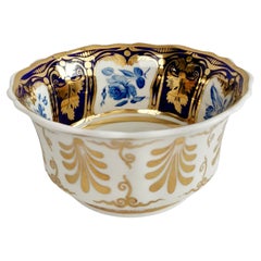 Ridgway Porcelain Slop Bowl, Blue and Gilt Flowers, Regency ca 1825