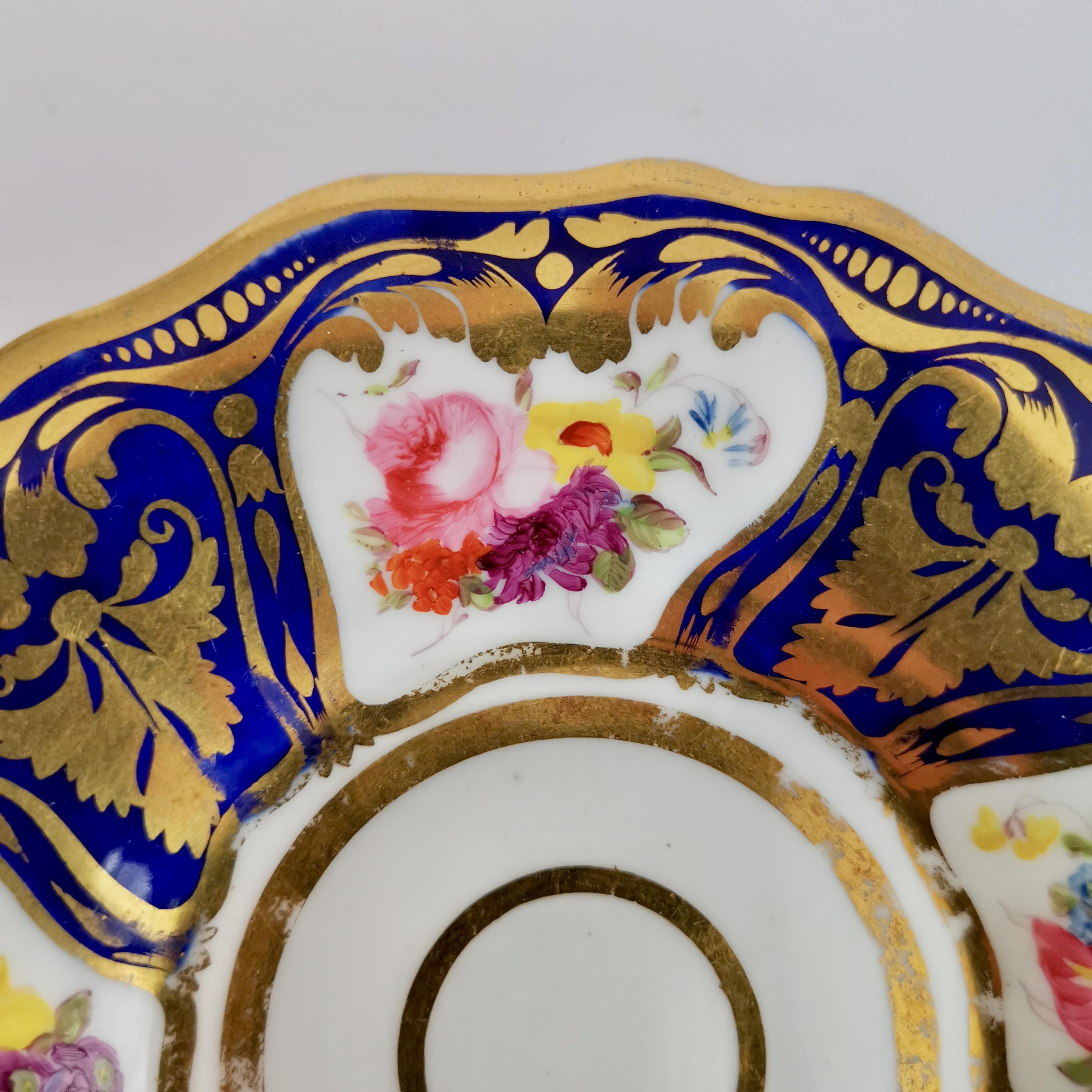 Ridgway Porcelain Teacup, Cobalt Blue, Gilt and Flowers, Regency ca 1825 5