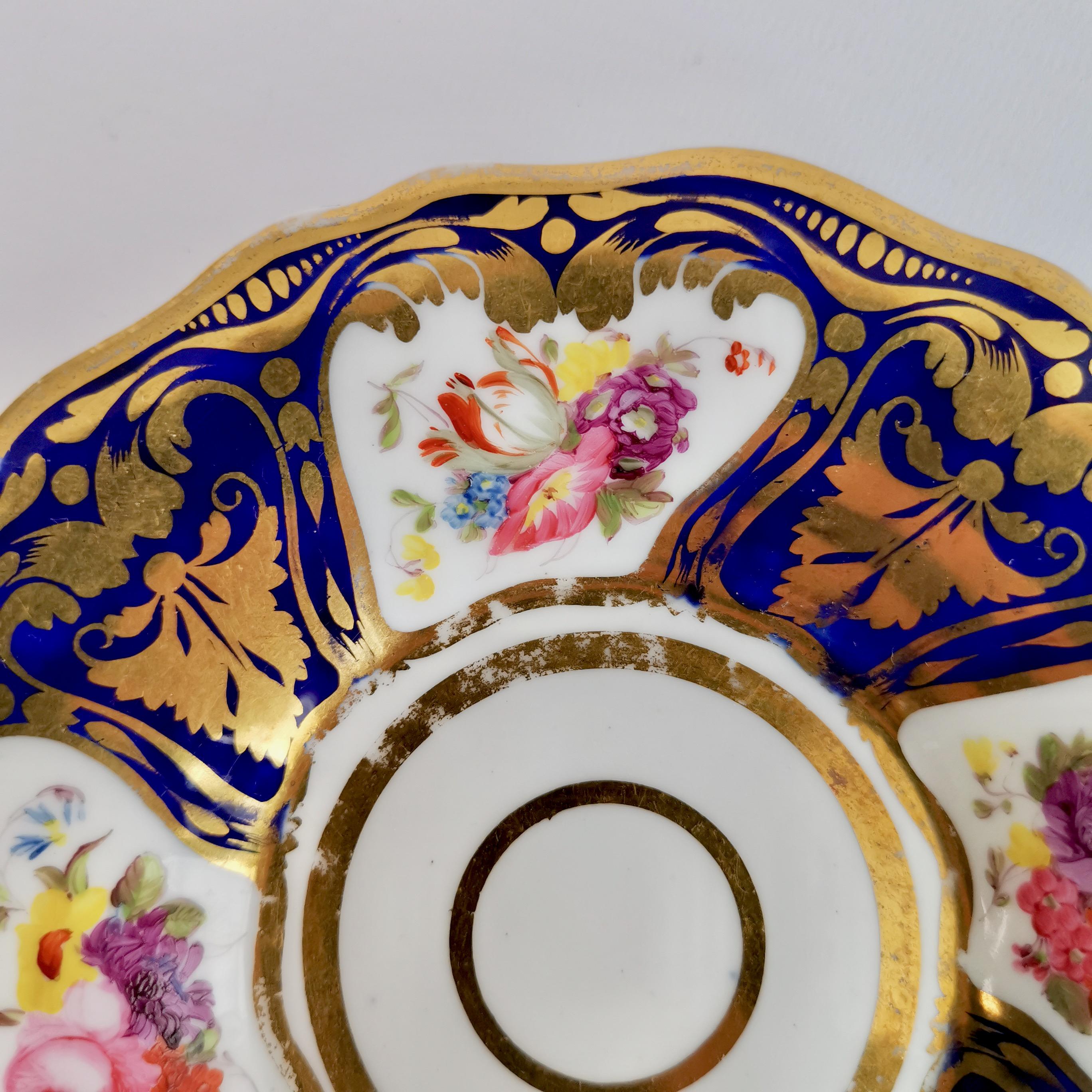Ridgway Porcelain Teacup, Cobalt Blue, Gilt and Flowers, Regency ca 1825 6