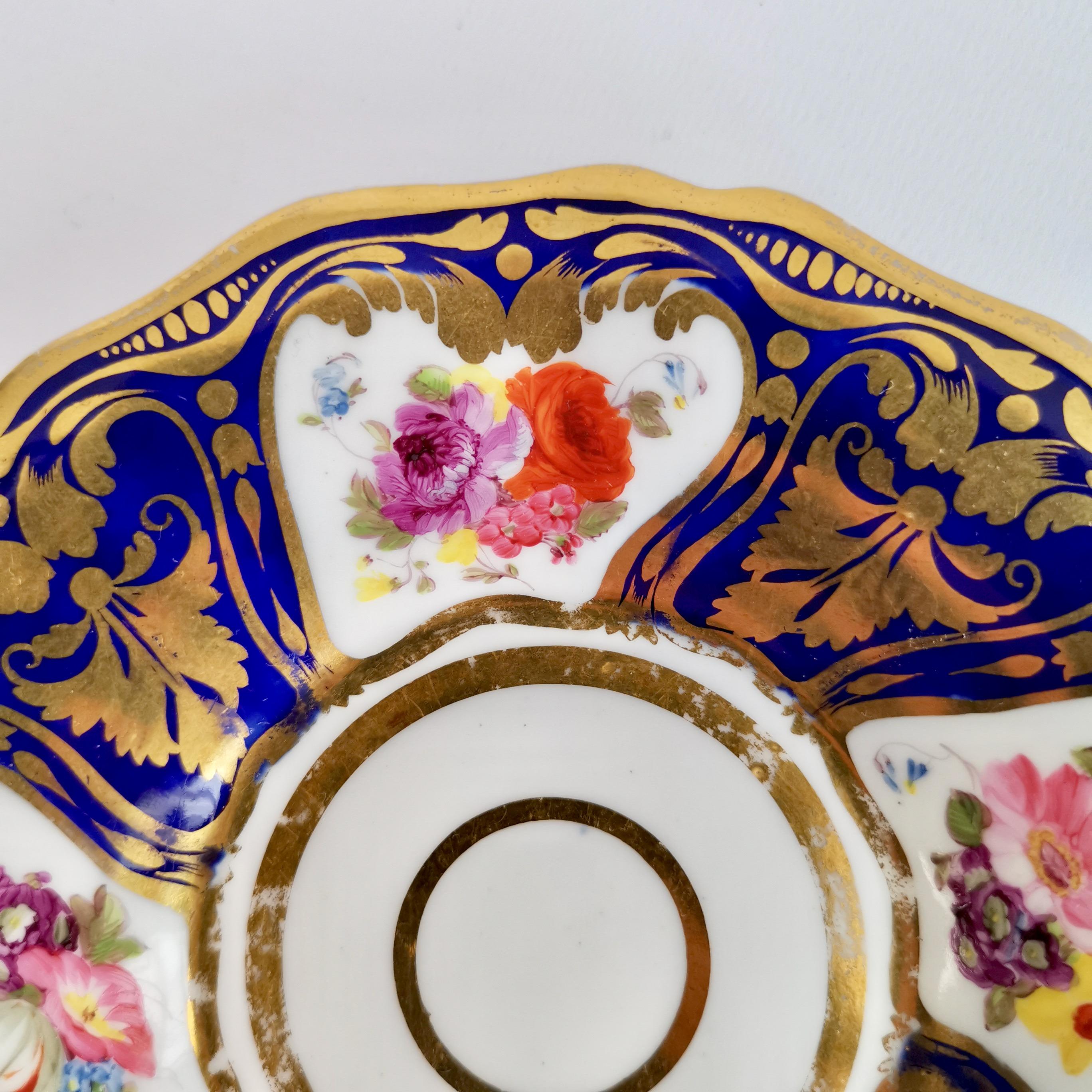 Ridgway Porcelain Teacup, Cobalt Blue, Gilt and Flowers, Regency ca 1825 7