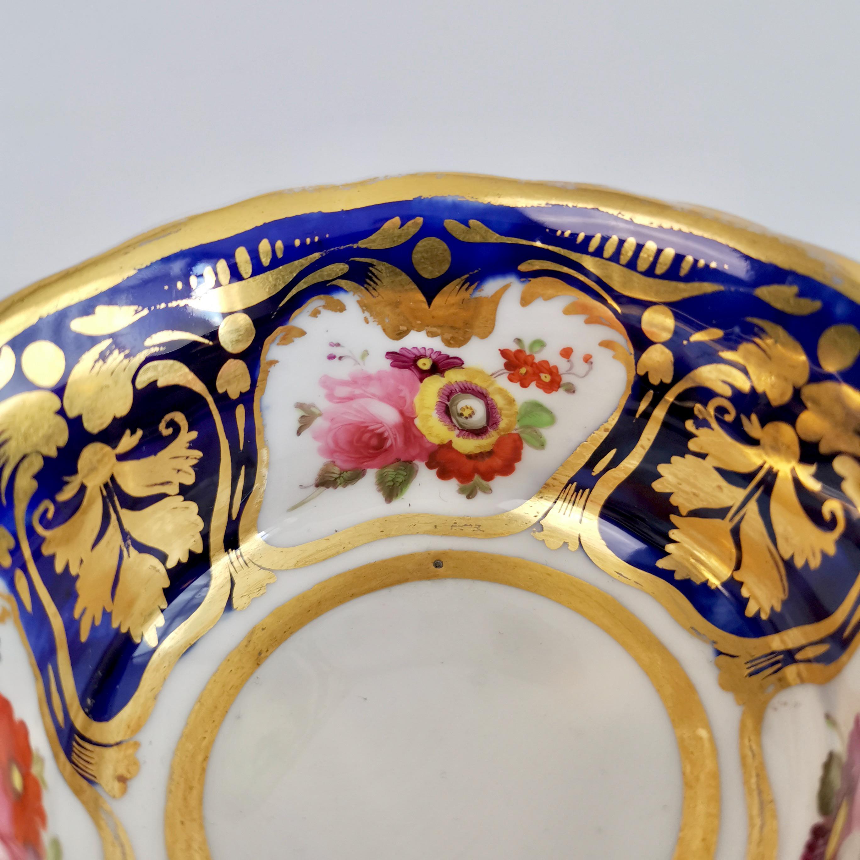 Ridgway Porcelain Teacup, Cobalt Blue, Gilt and Flowers, Regency ca 1825 3