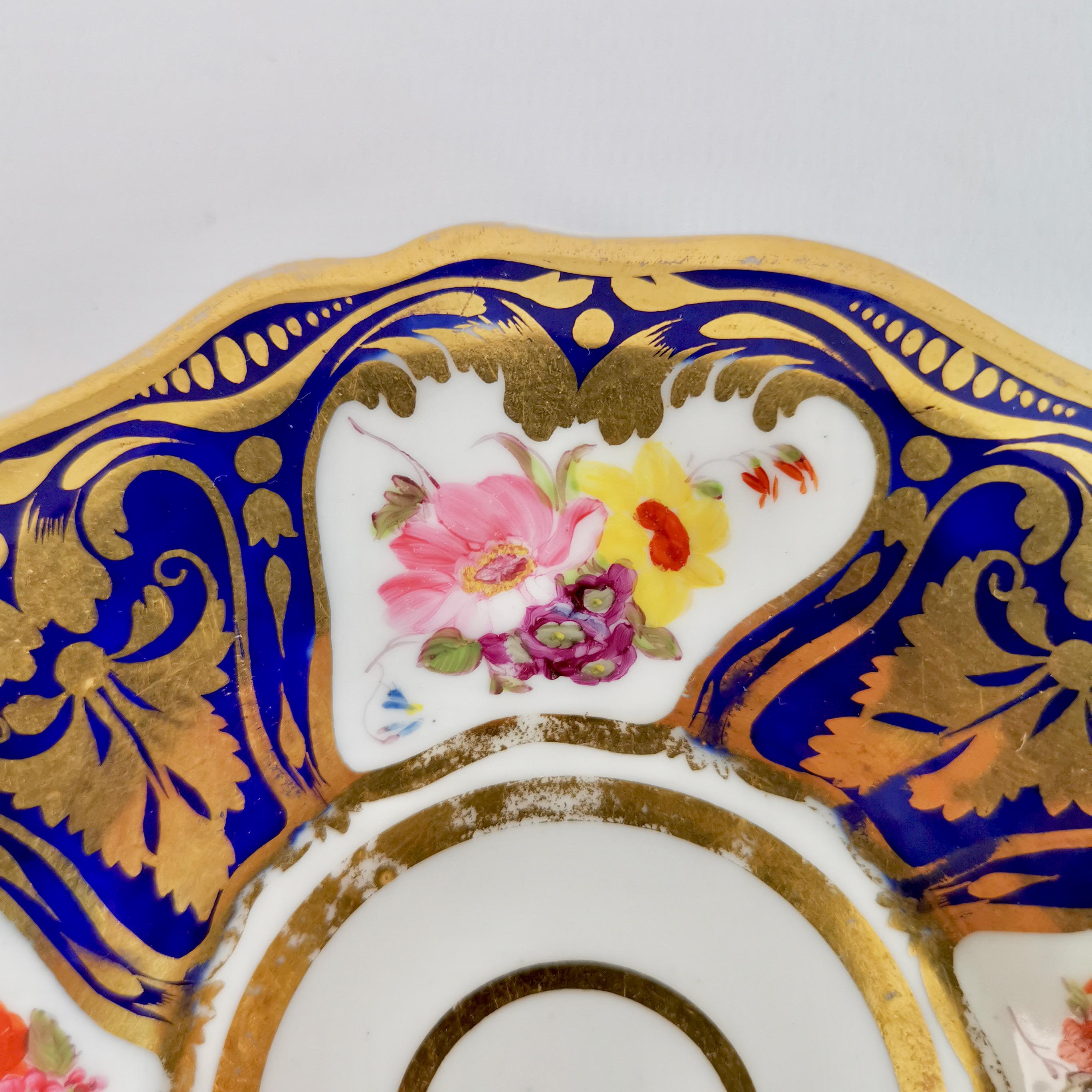 Ridgway Porcelain Teacup, Cobalt Blue, Gilt and Flowers, Regency ca 1825 4